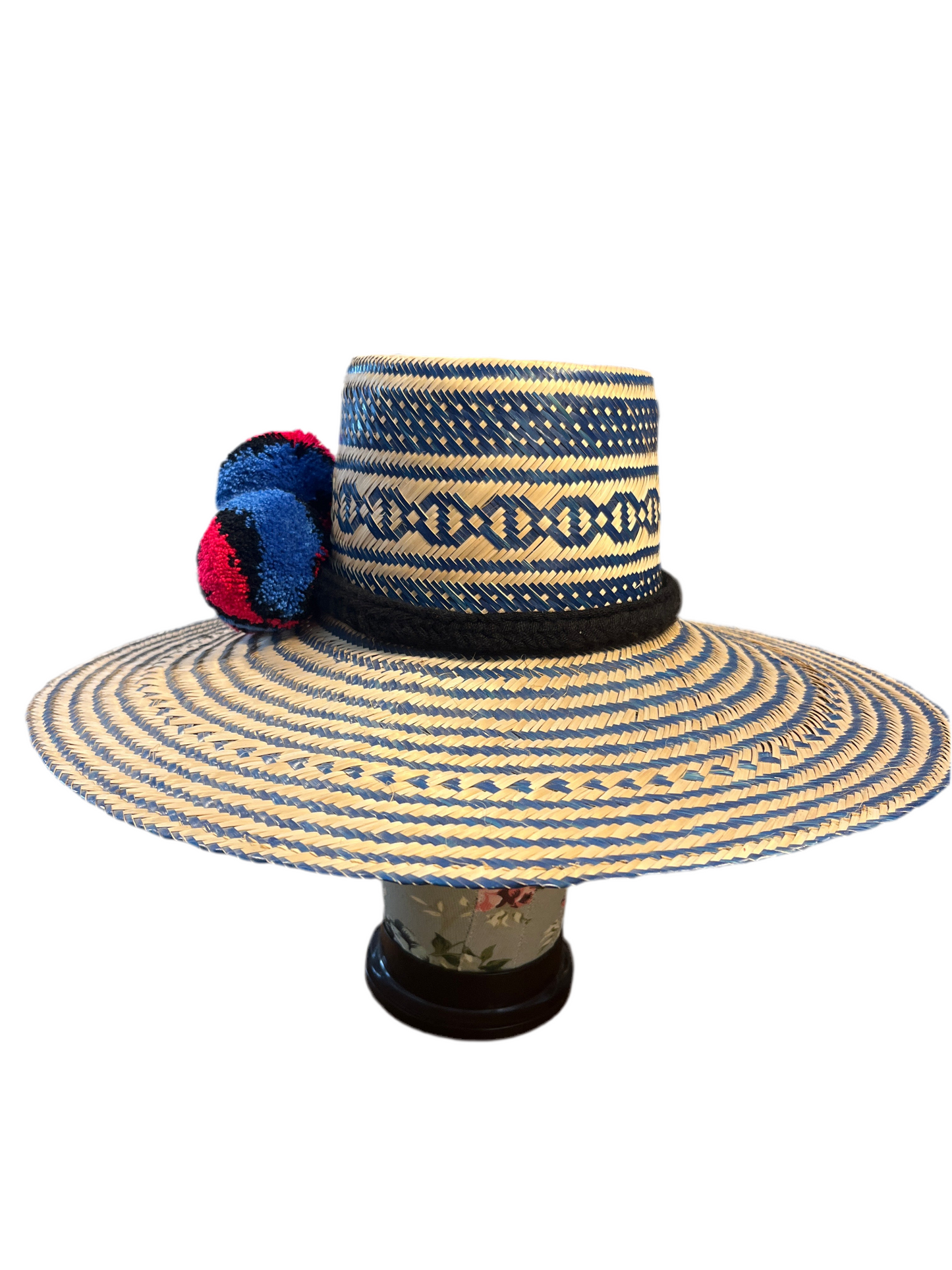 Maxi cappello di paglia con Pom-pon
