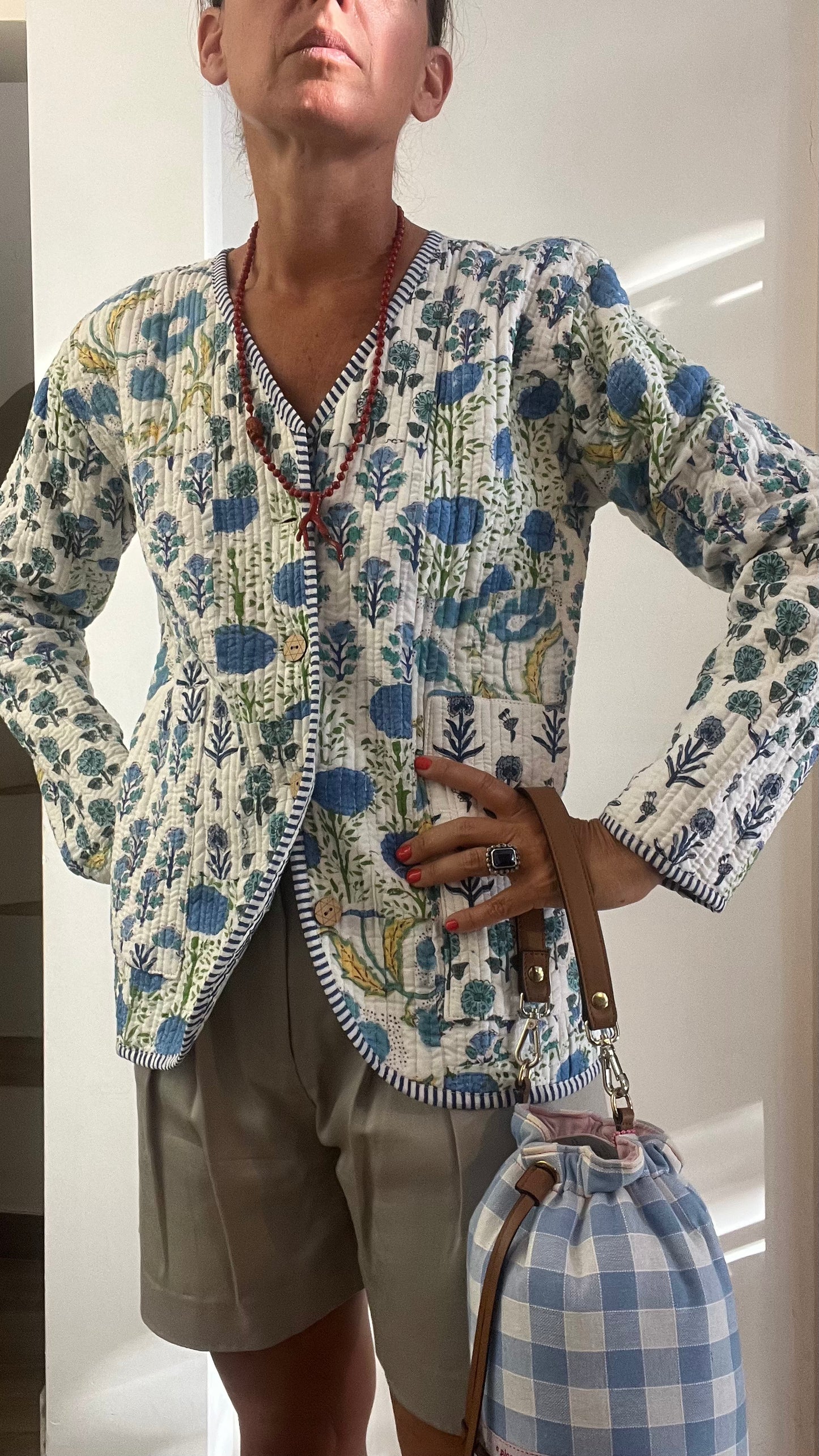 Giacchina di cotone stampato a mano patchwork