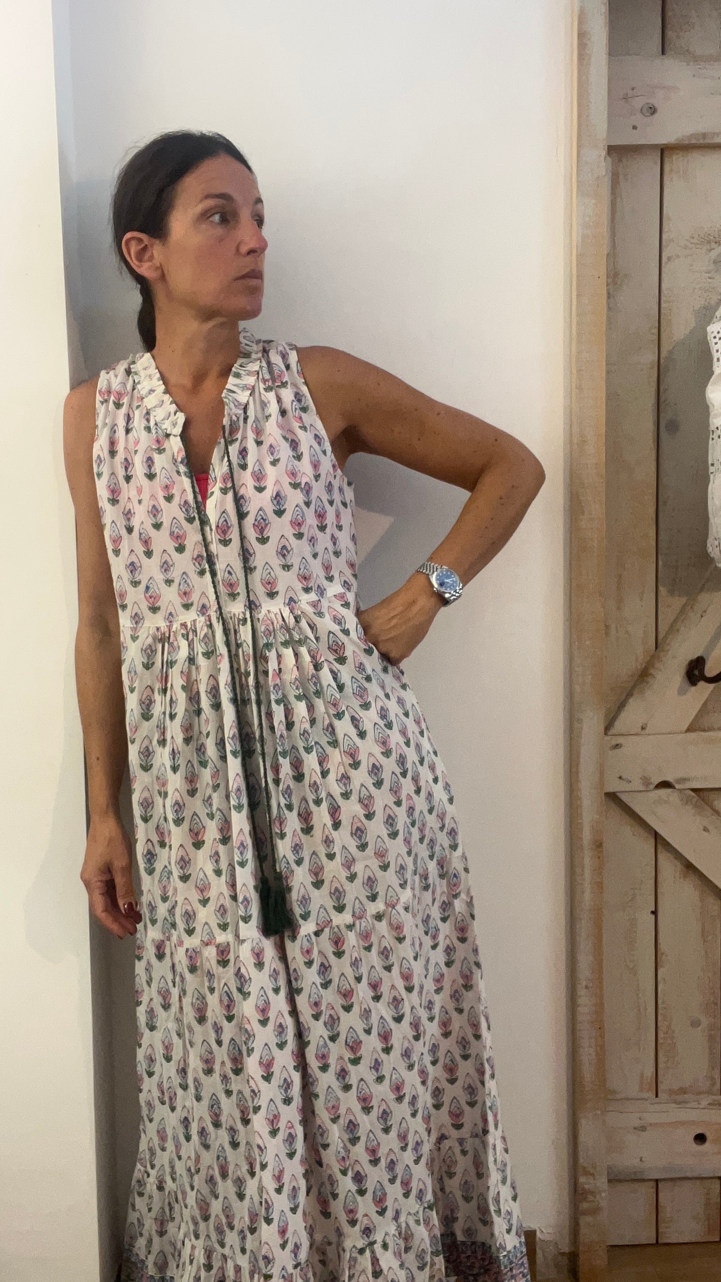 Hand-printed Dea sleeveless dress