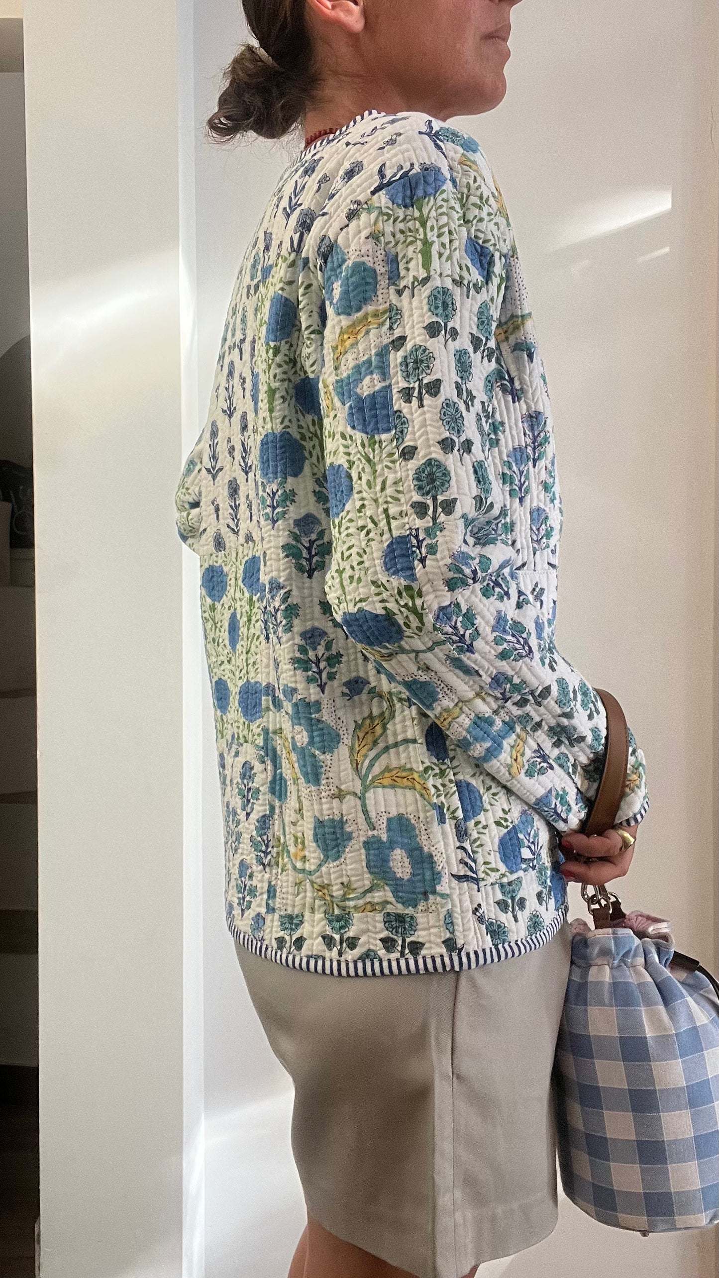 Giacchina di cotone stampato a mano patchwork