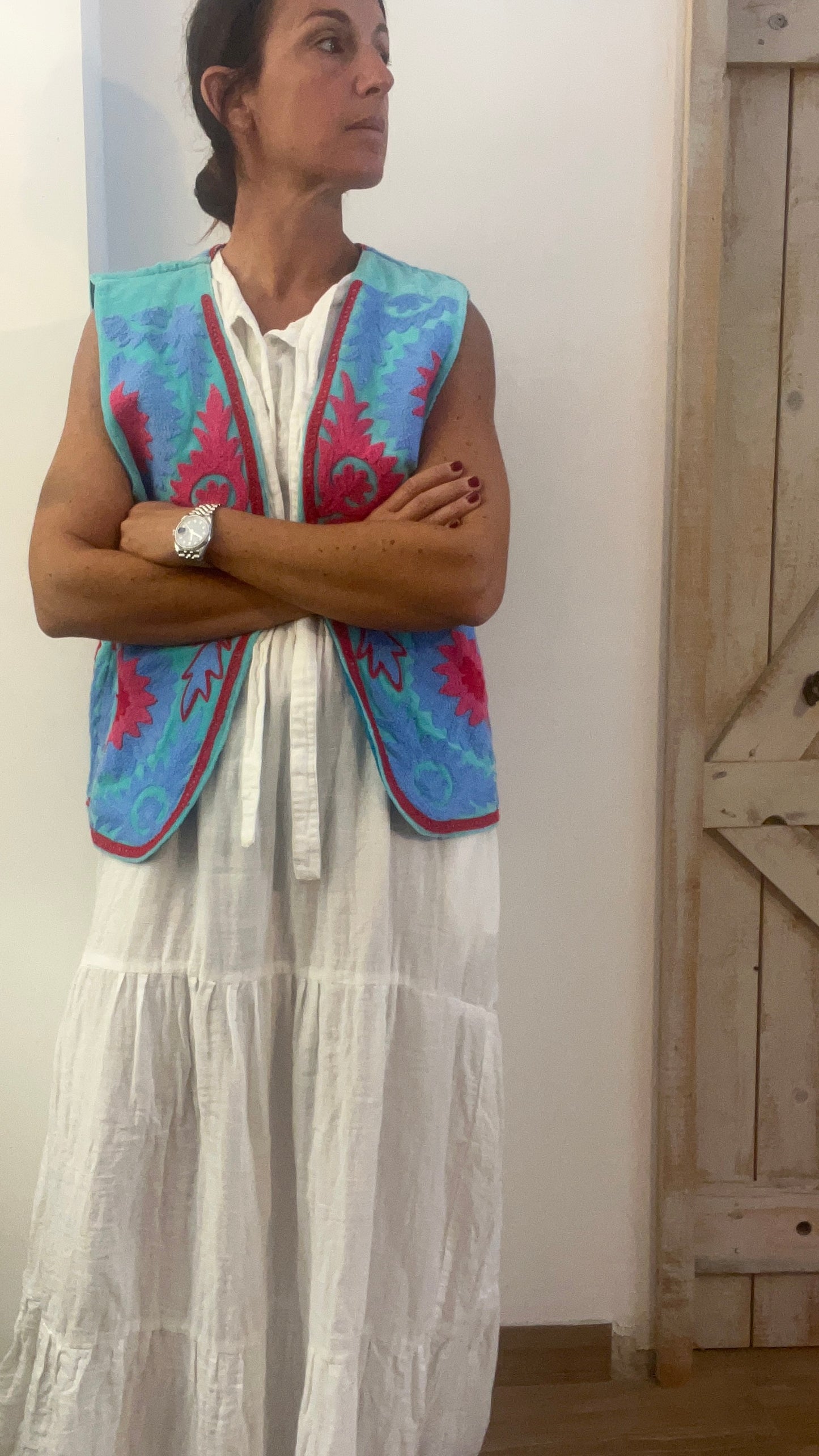 Gilet di velluto ricamato