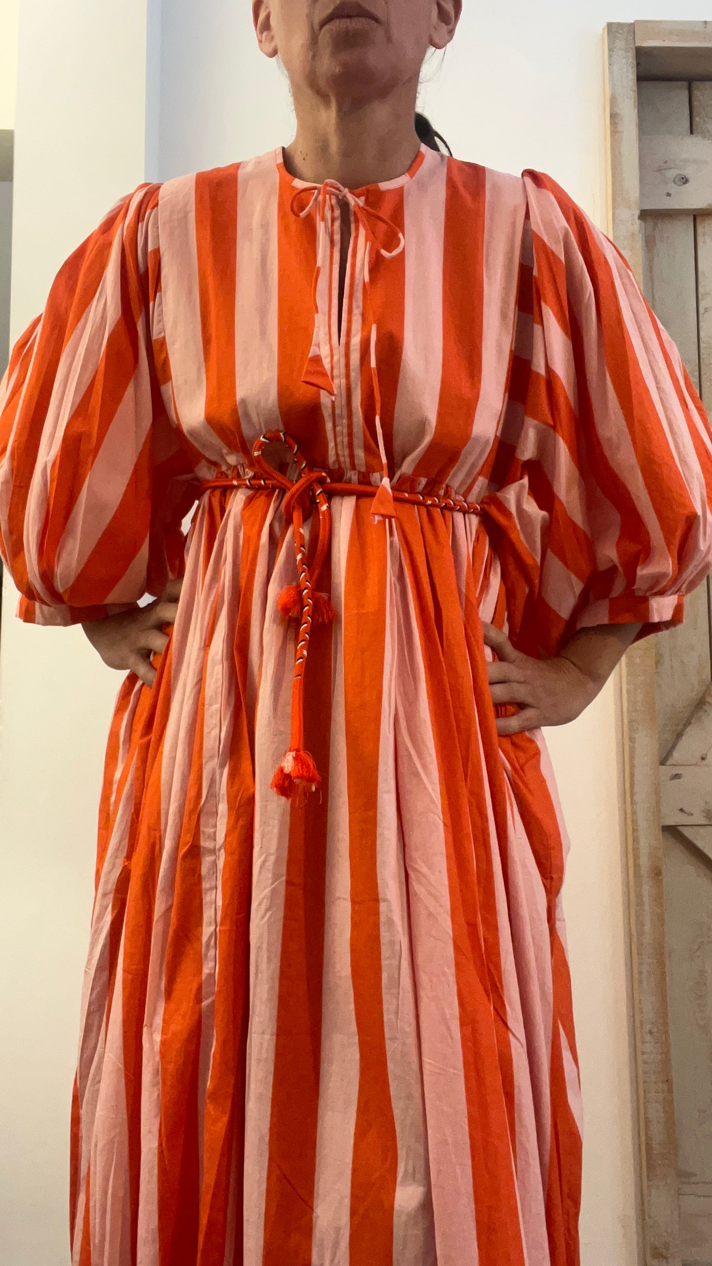 Abito di cotone a maxi righe