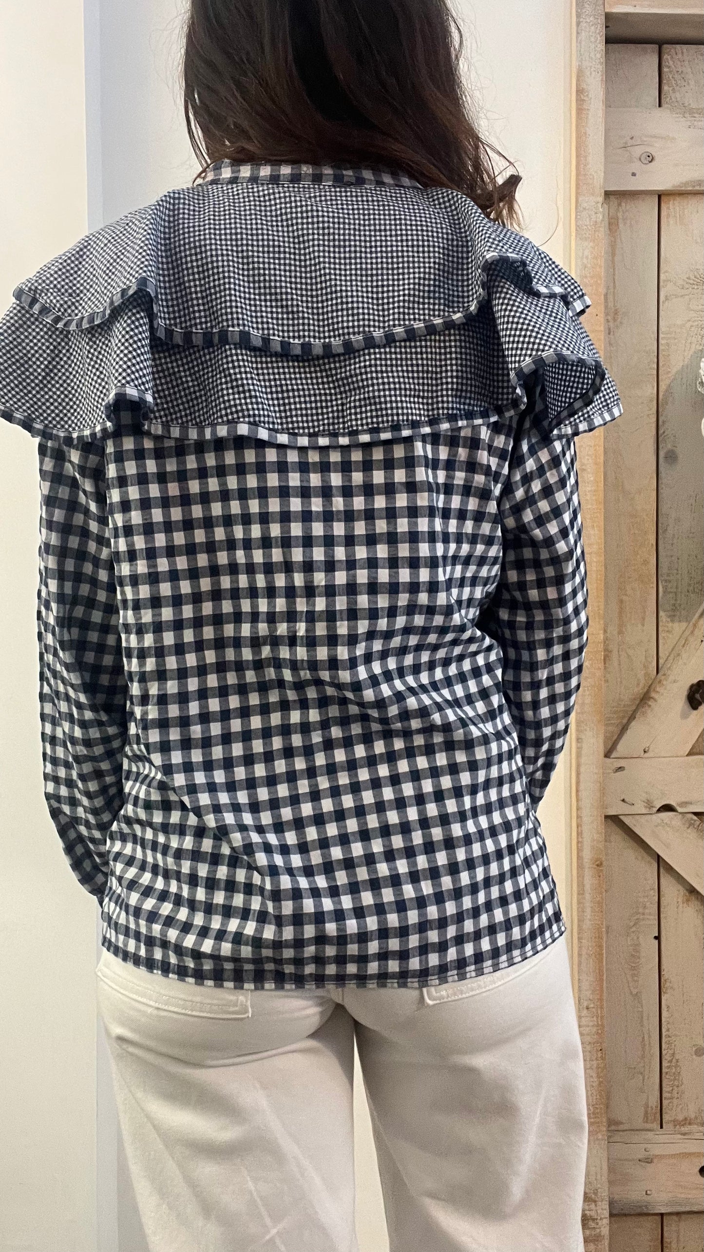 Camicia Vichy con maxi collo