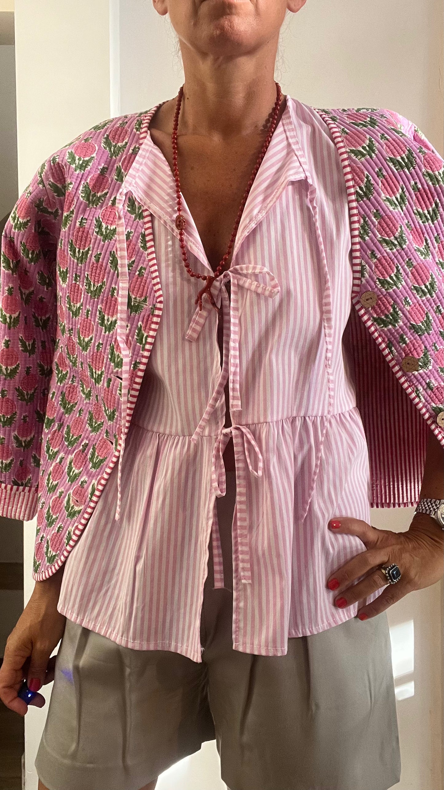 Top di cotone a righe