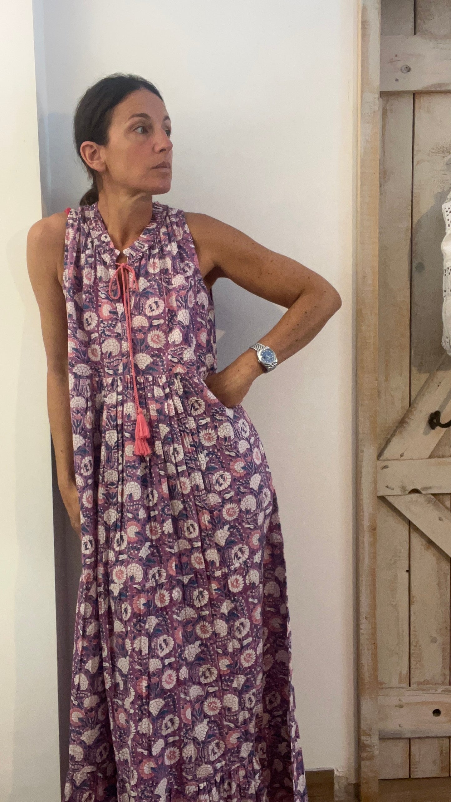 Hand-printed Dea sleeveless dress