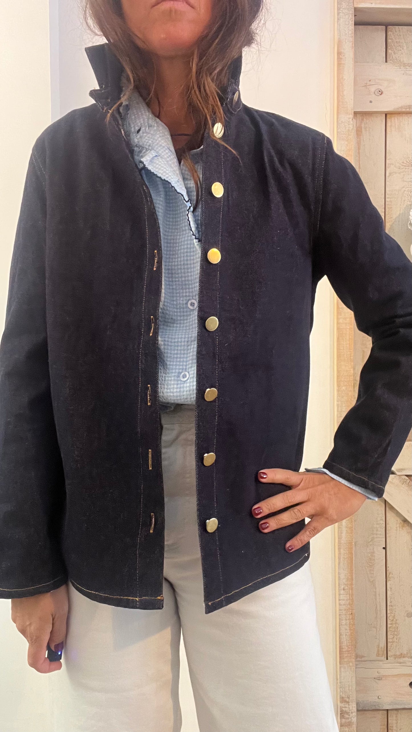 Giacca camicia in cotone denim