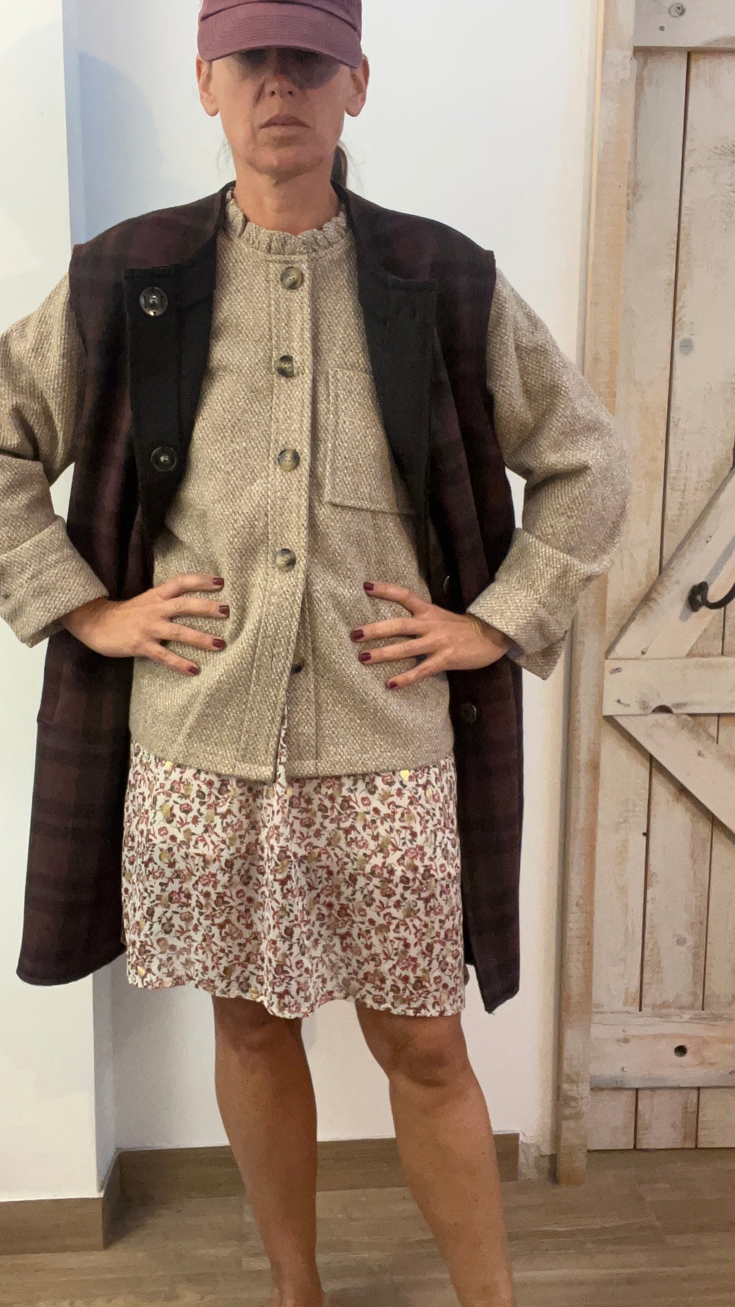 Abito corto stampato con filo di lurex
