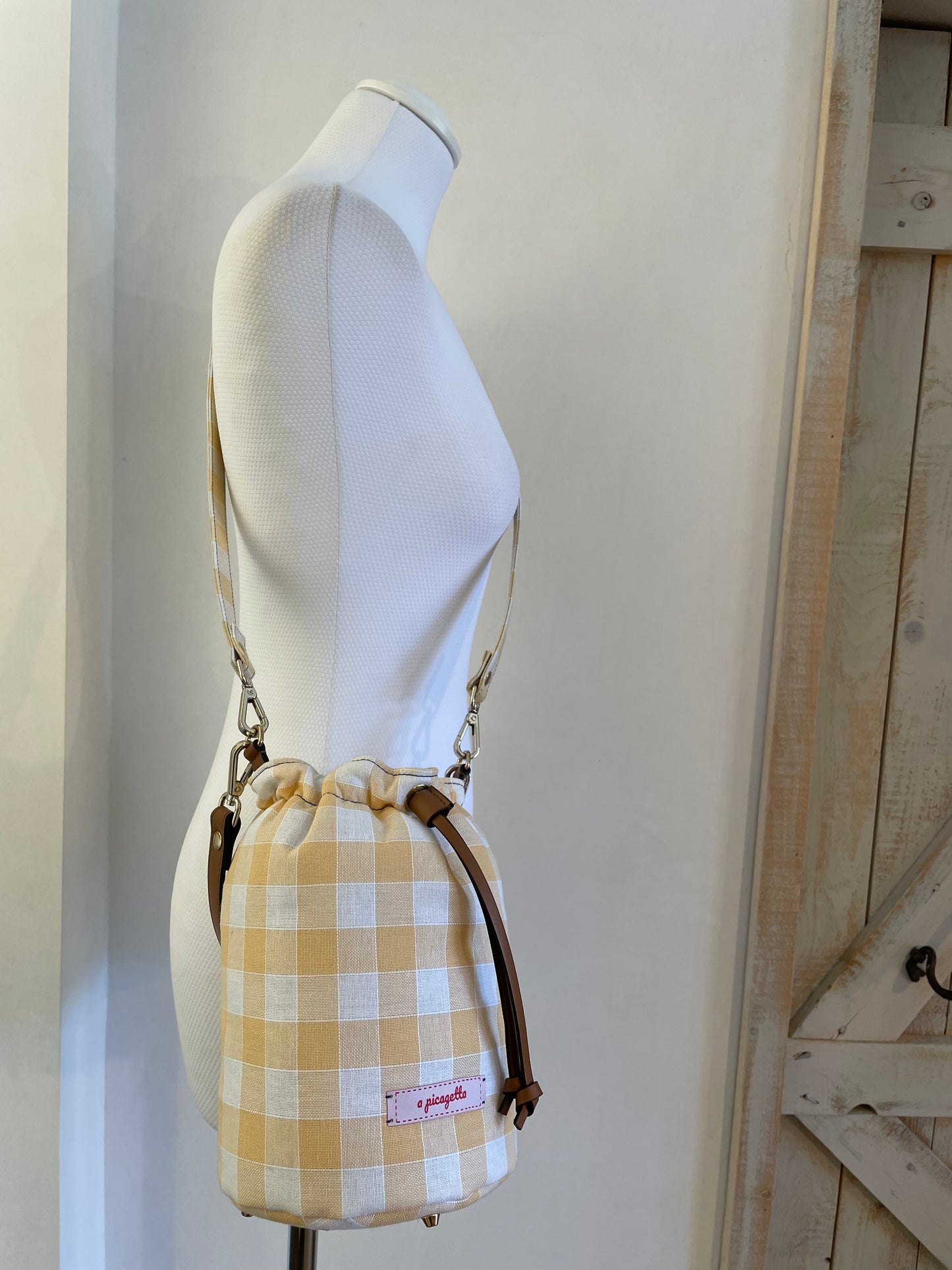 Vichy Cotton Bucket Bag