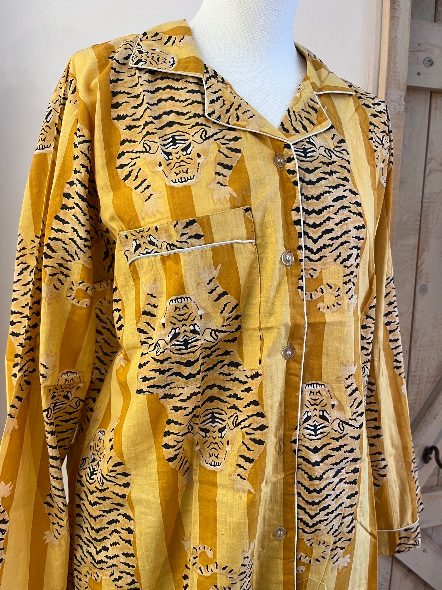 Hand-Printed cotton pajamas