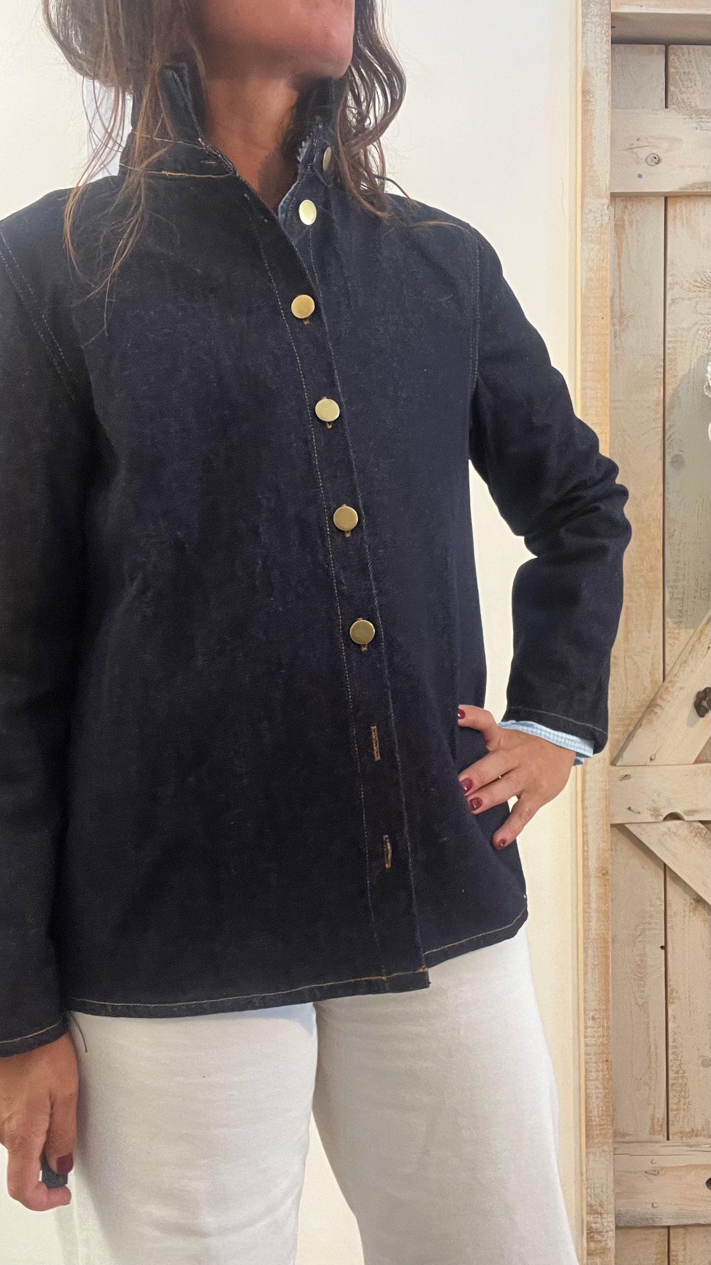 Giacca camicia in cotone denim