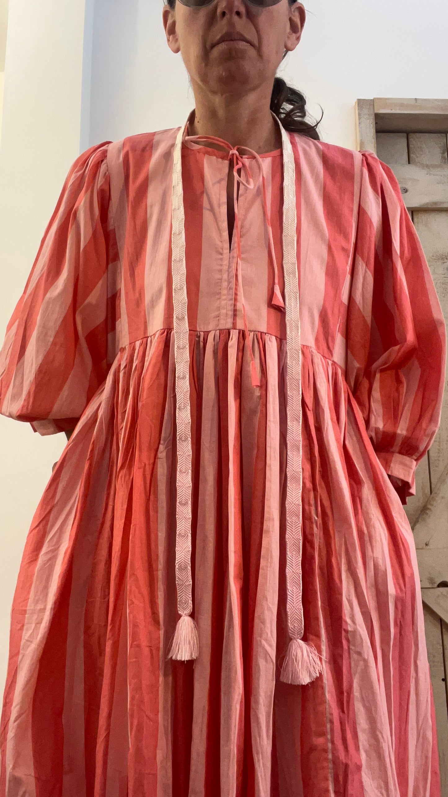 Abito di cotone a maxi righe