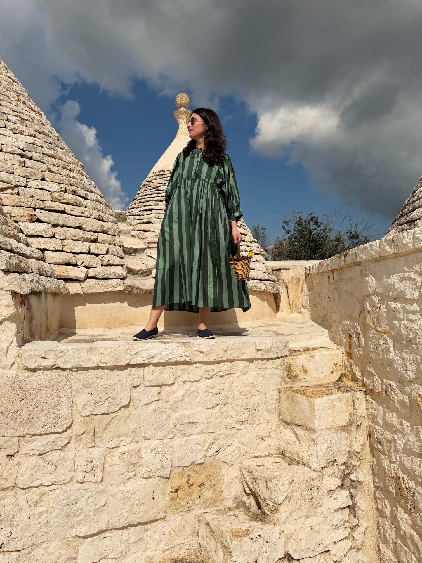 Abito di cotone a maxi righe