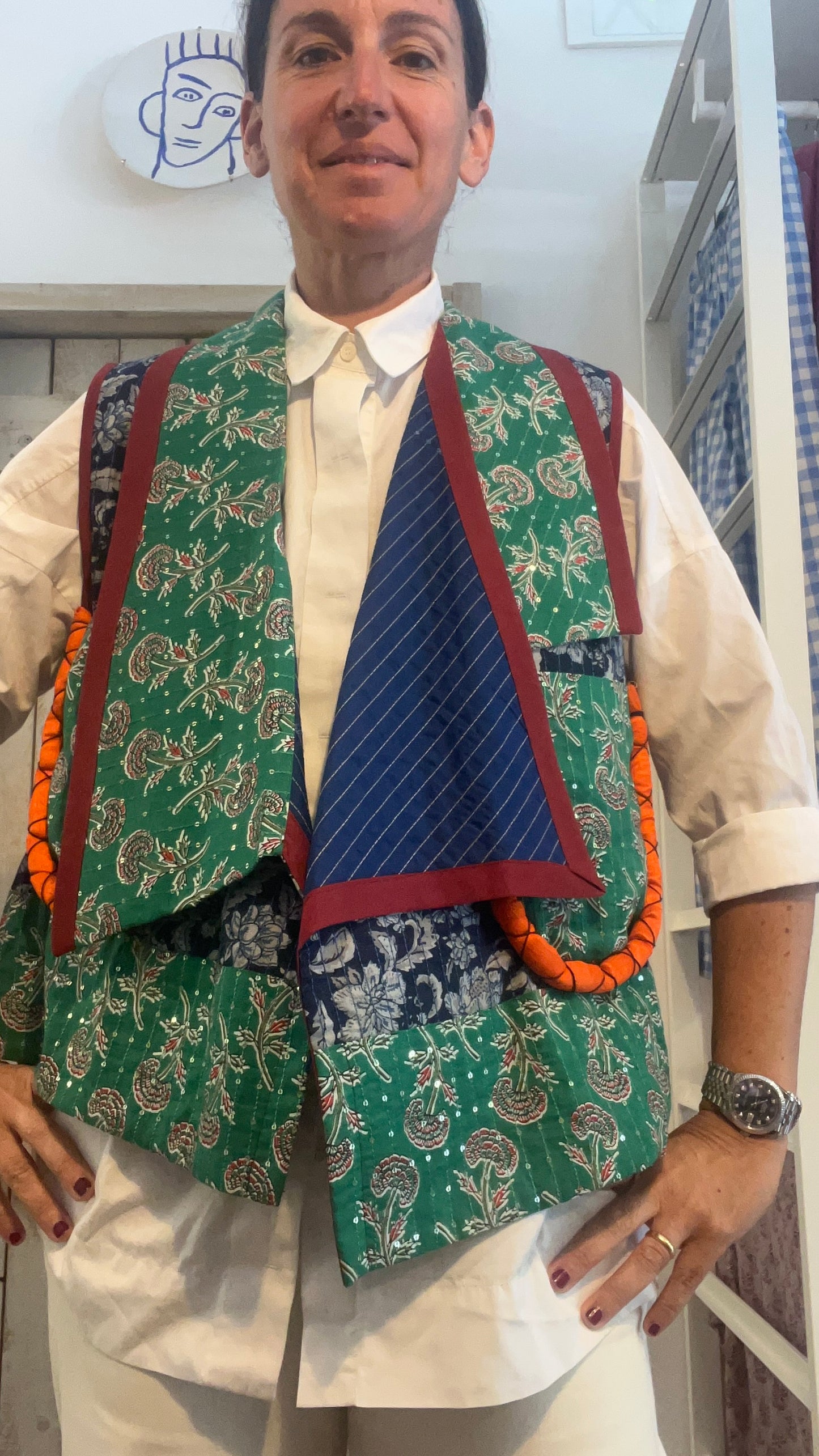 Gilet di cotone con micro stampa