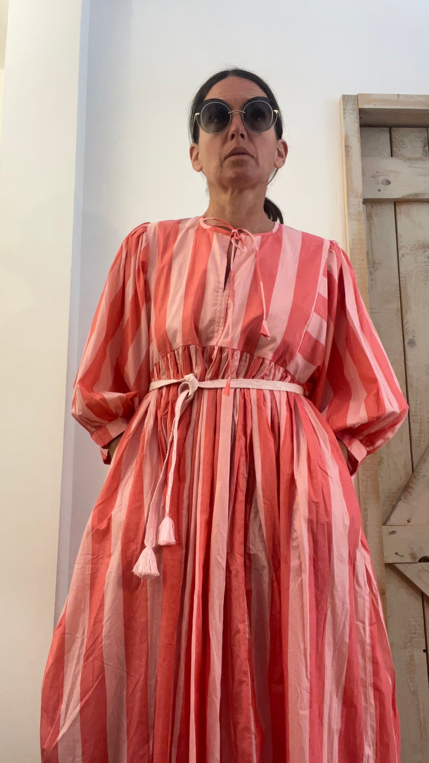 Abito di cotone a maxi righe