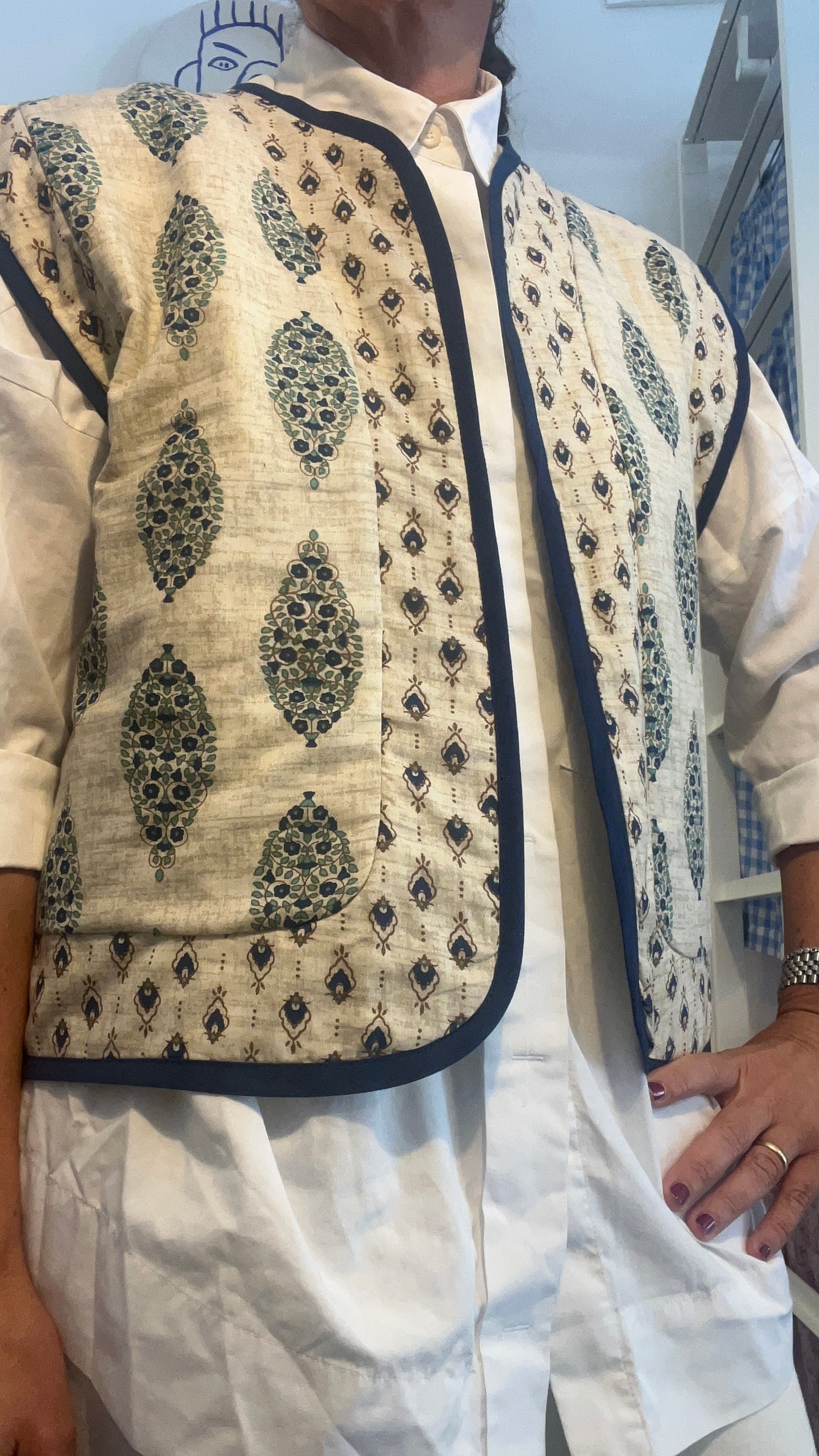 Gilet di cotone con micro stampa