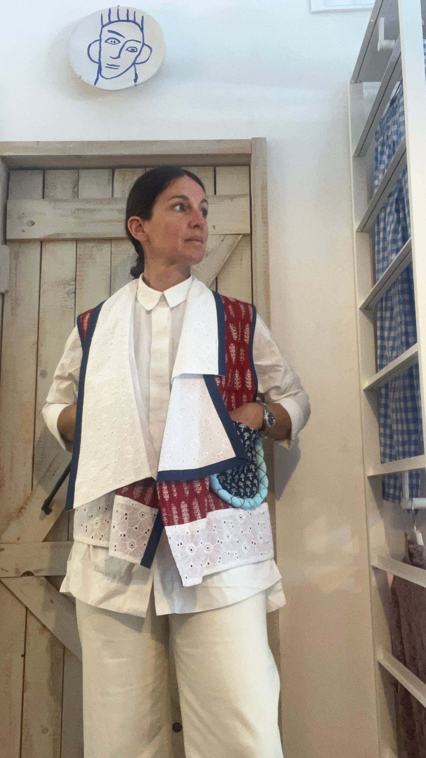 Gilet di cotone con micro stampa
