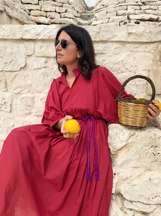 Abito di cotone tinta unita