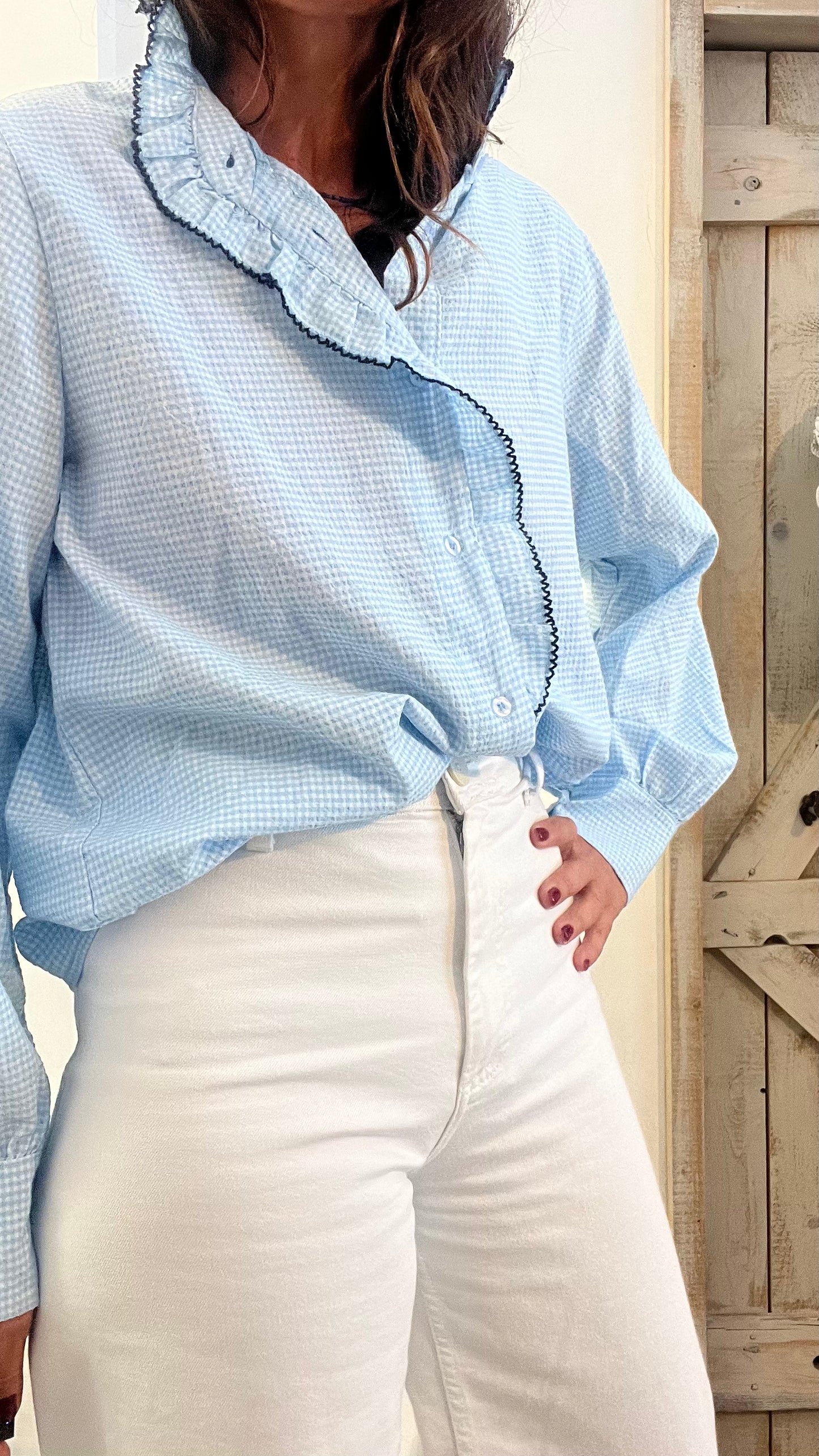 Camicia di cotone seersucker