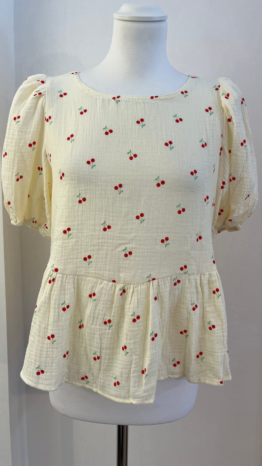 Top di cotone con micro stampa