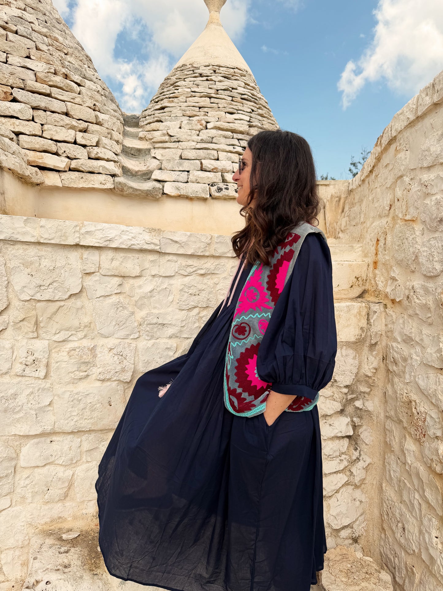 Abito di cotone tinta unita