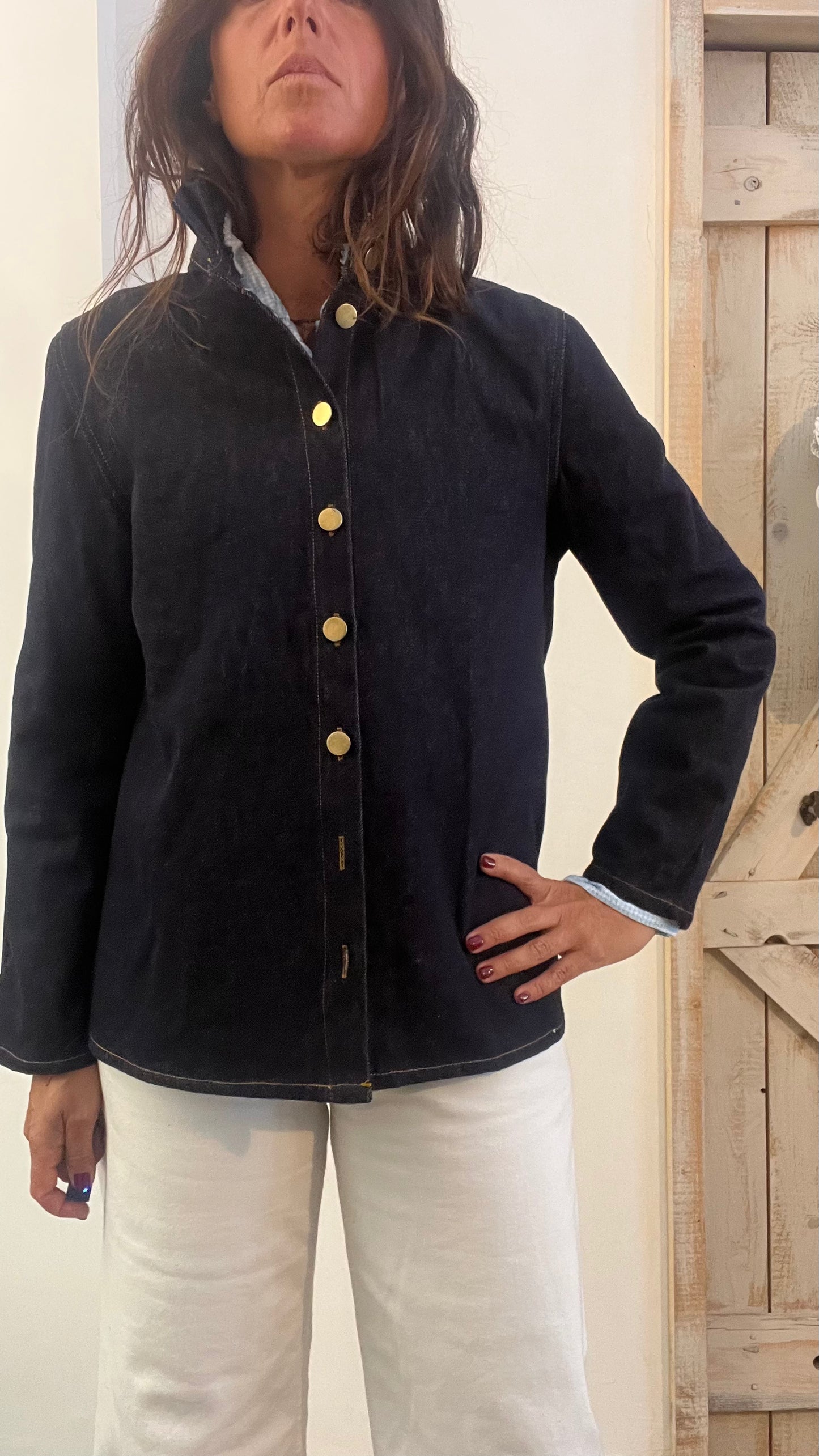 Giacca camicia in cotone denim