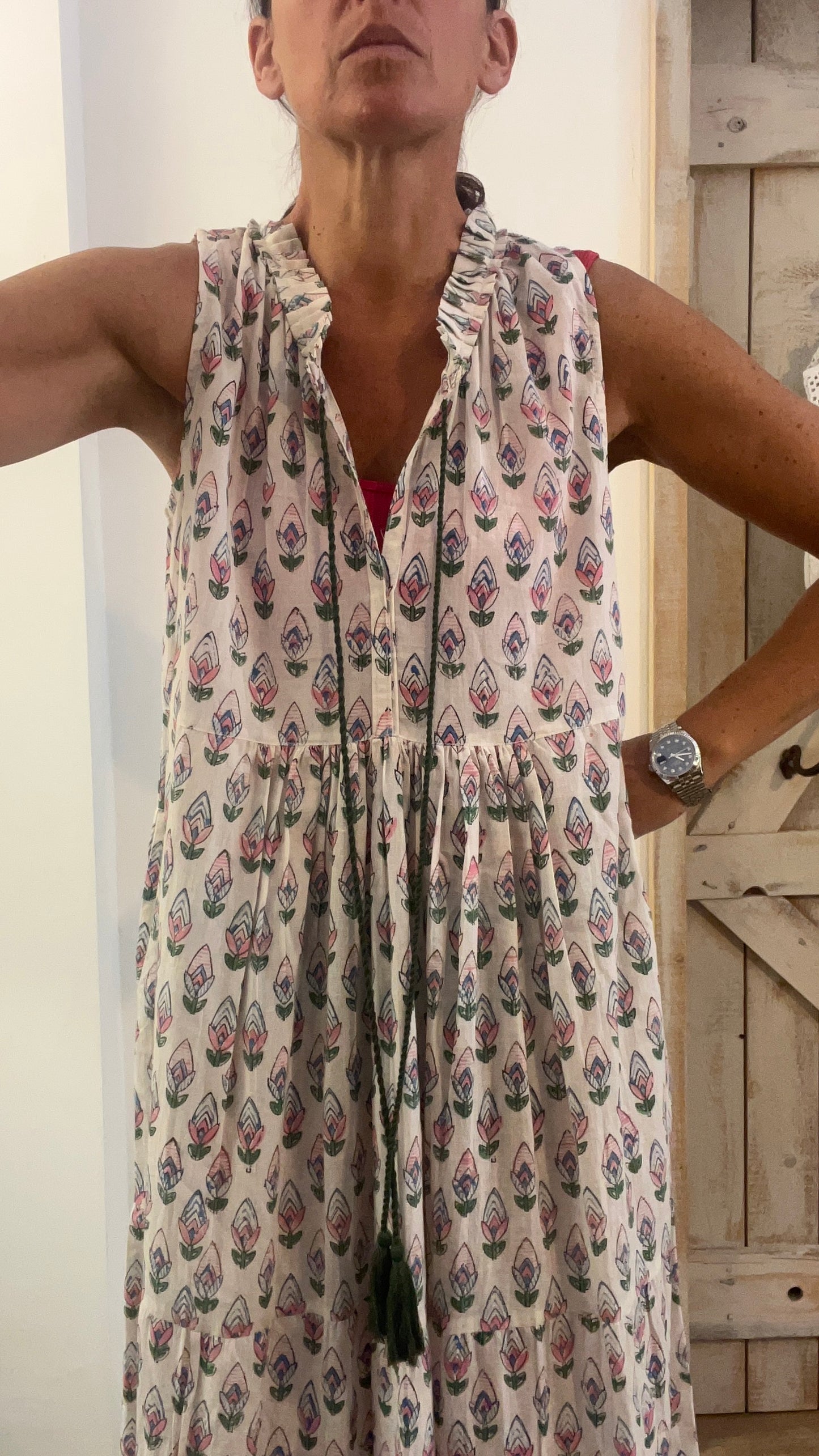 Hand-printed Dea sleeveless dress