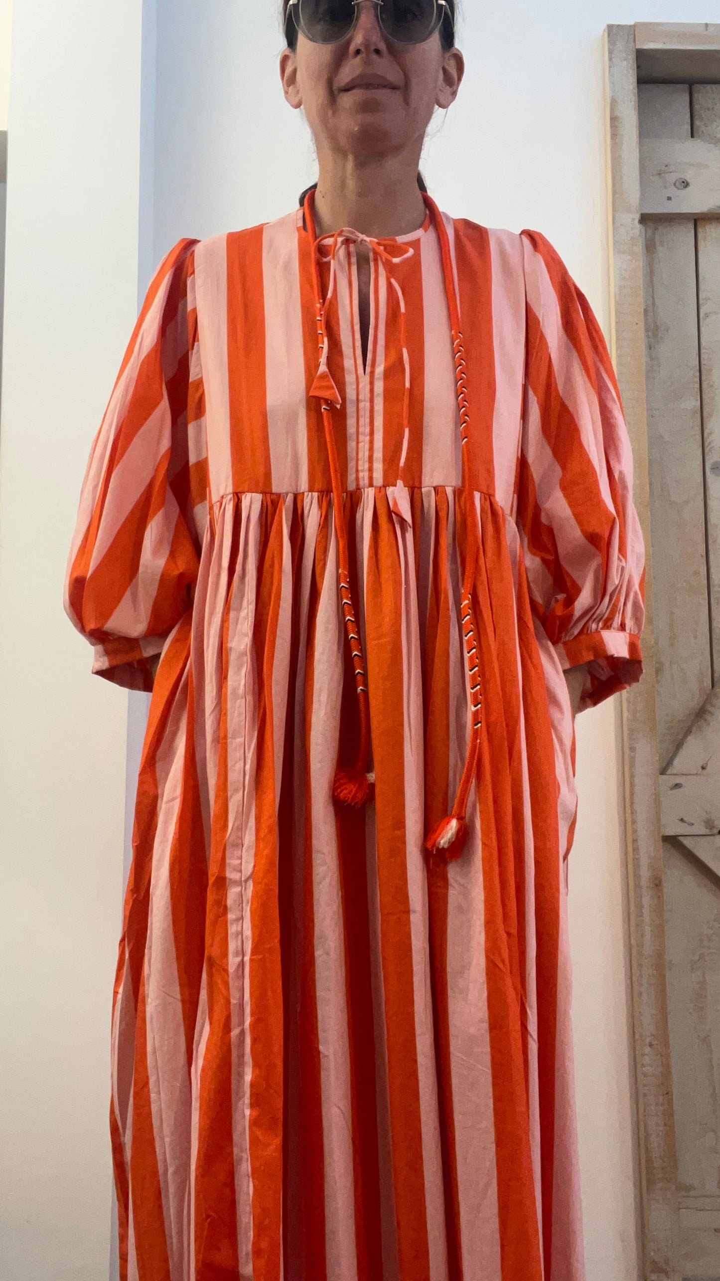 Abito di cotone a maxi righe