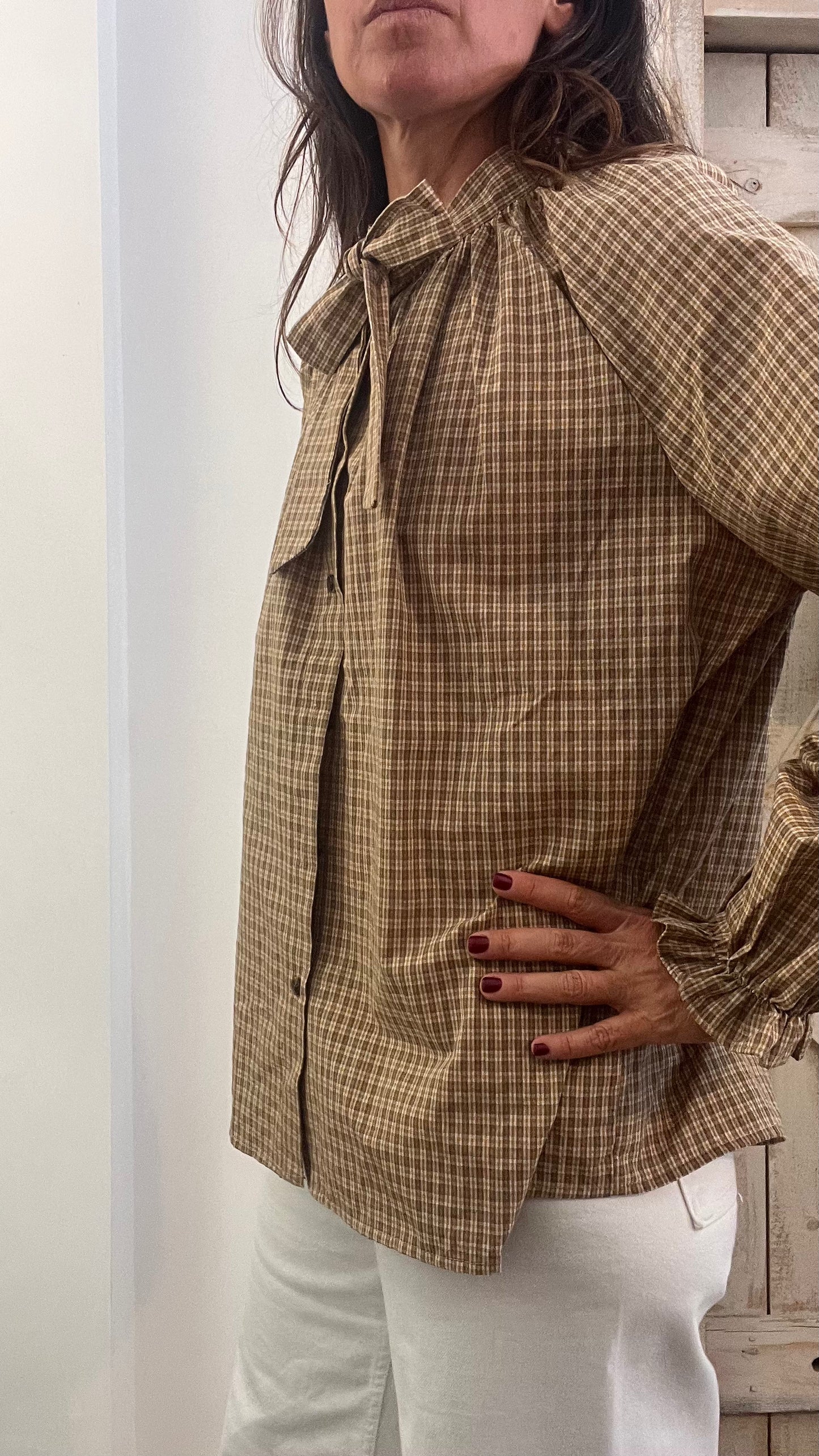 Camicia di cotone micro quadretti