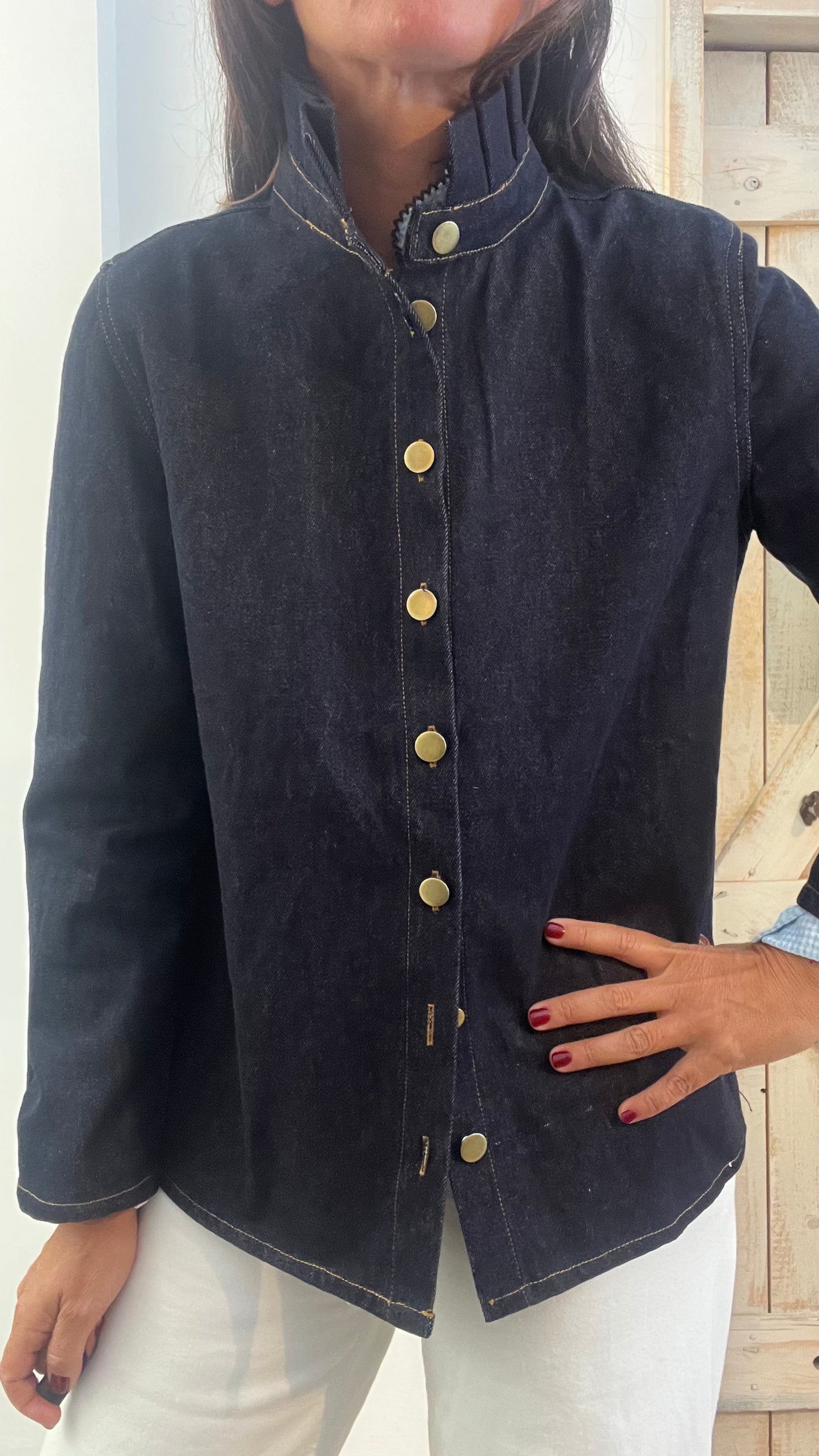Giacca camicia in cotone denim