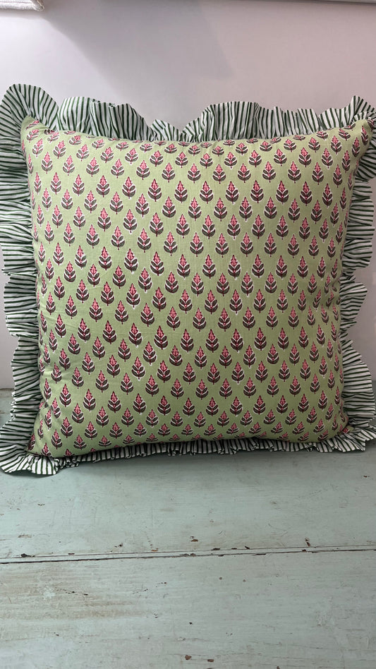Cuscino di cotone stampato a mano