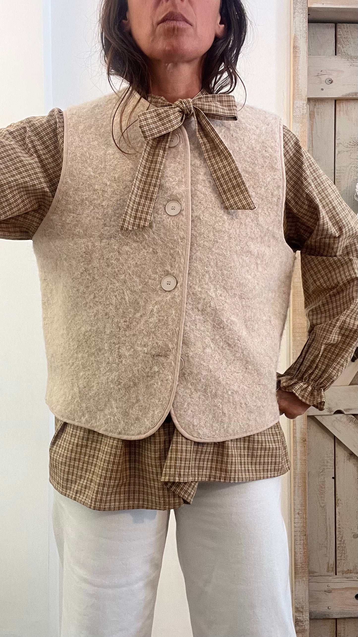 Camicia di cotone micro quadretti
