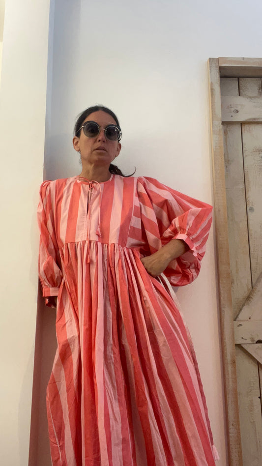 Abito di cotone a maxi righe