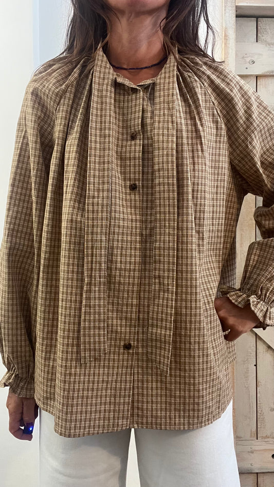 Camicia di cotone micro quadretti