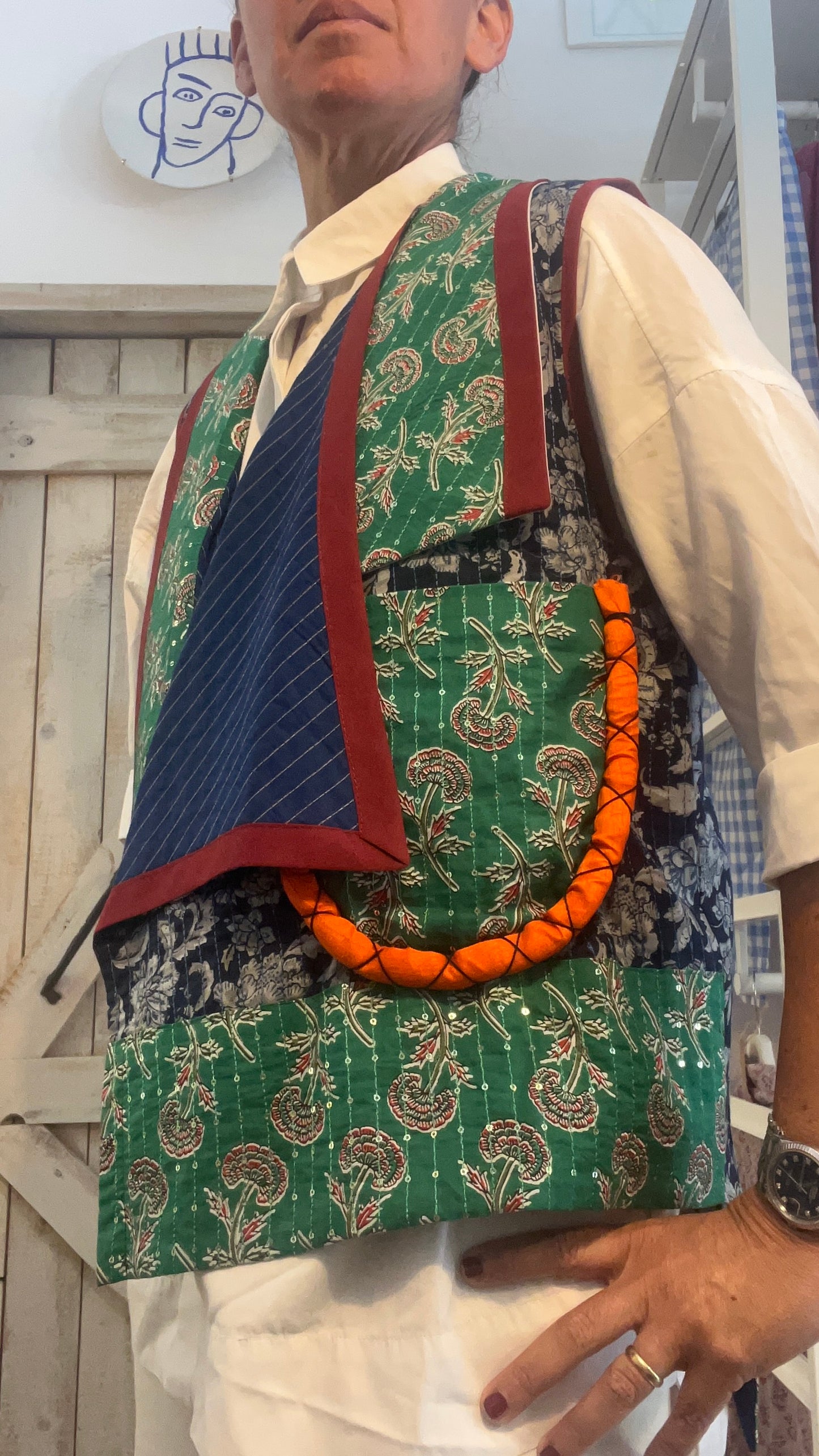 Gilet di cotone con micro stampa