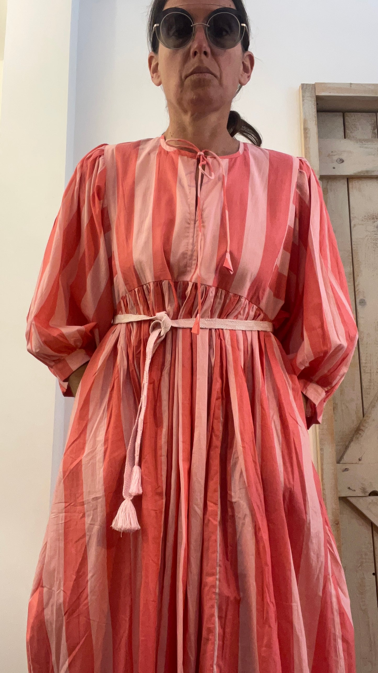 Abito di cotone a maxi righe