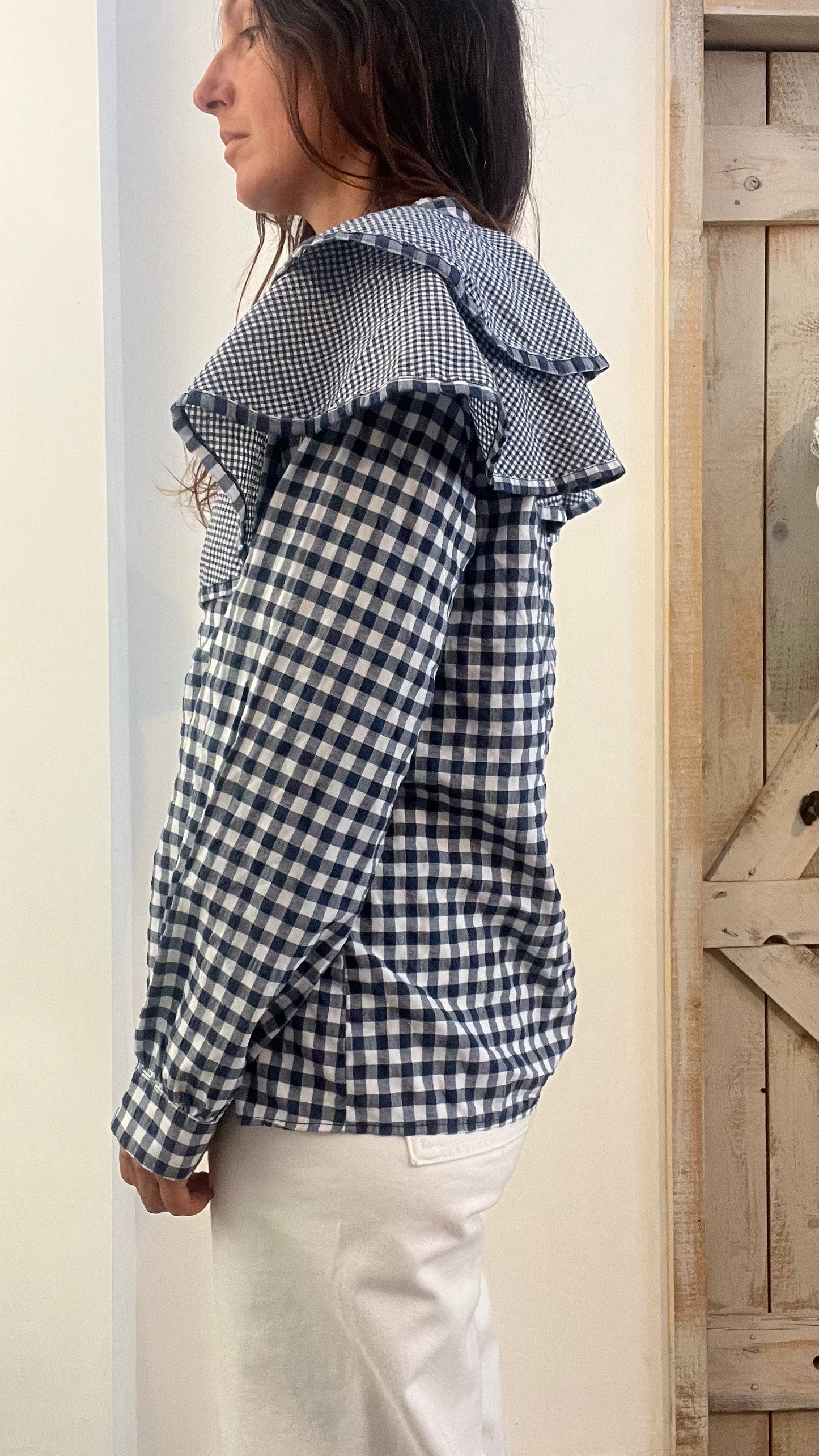 Camicia Vichy con maxi collo