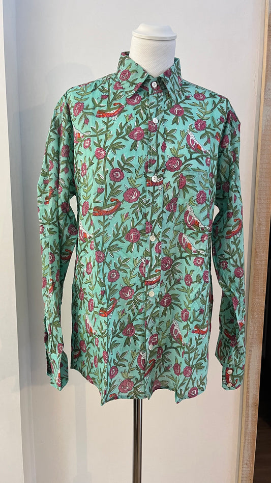 Camicia di cotone stampata a mano