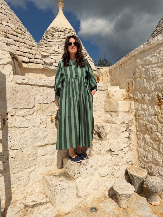 Abito di cotone a maxi righe