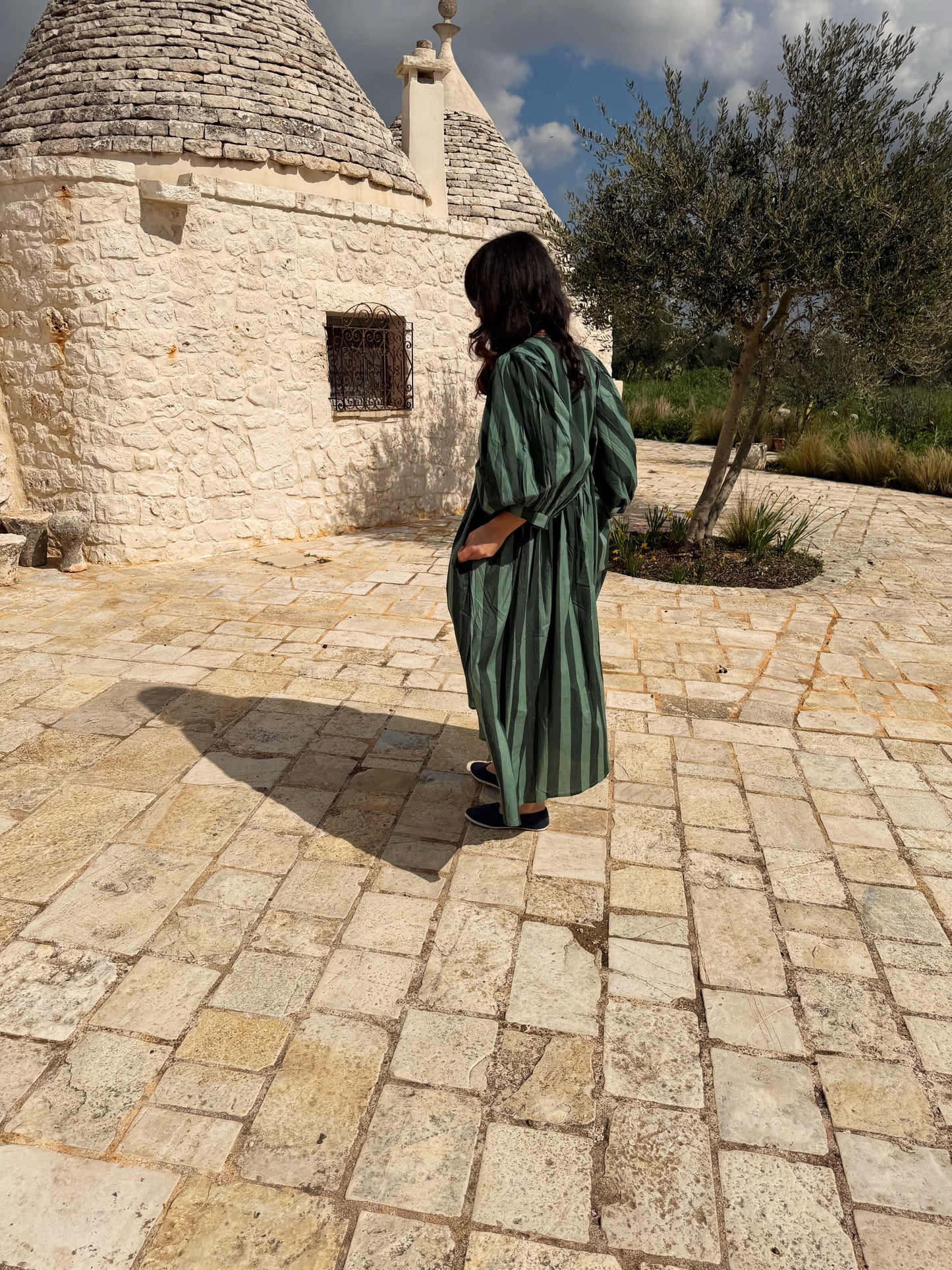 Abito di cotone a maxi righe