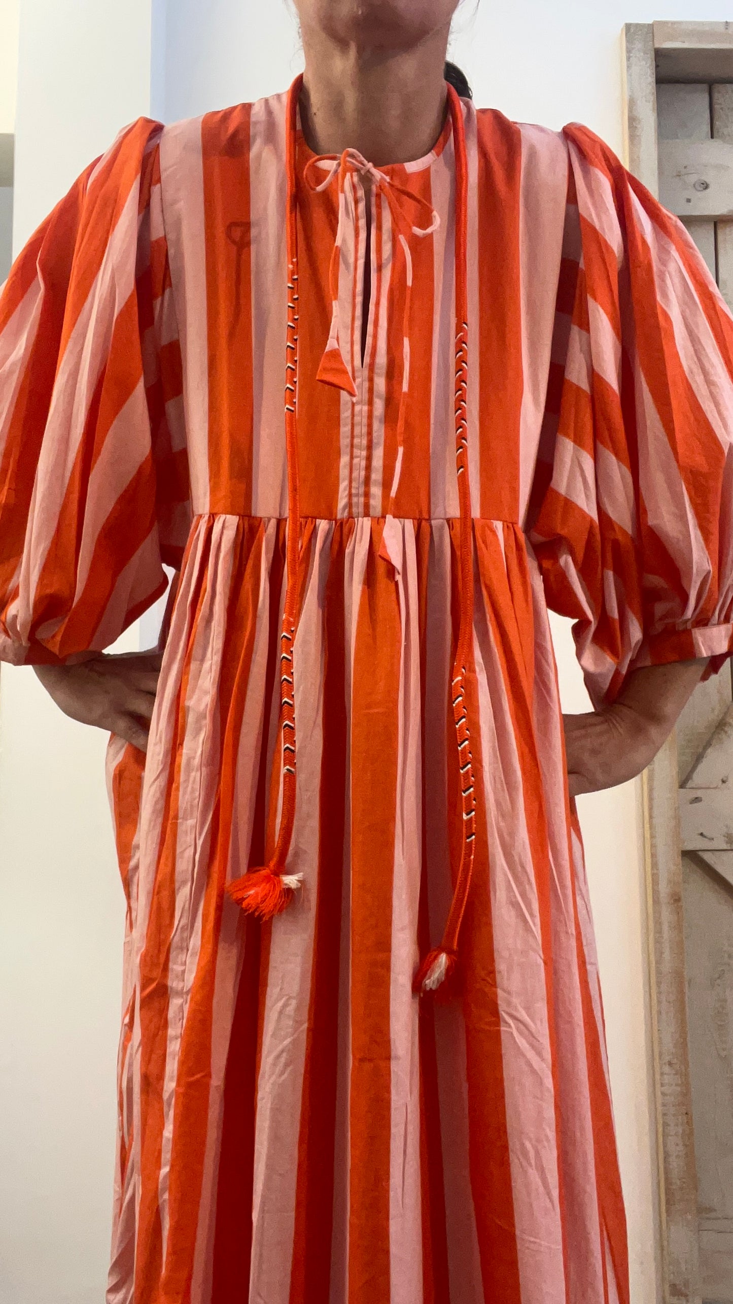 Abito di cotone a maxi righe