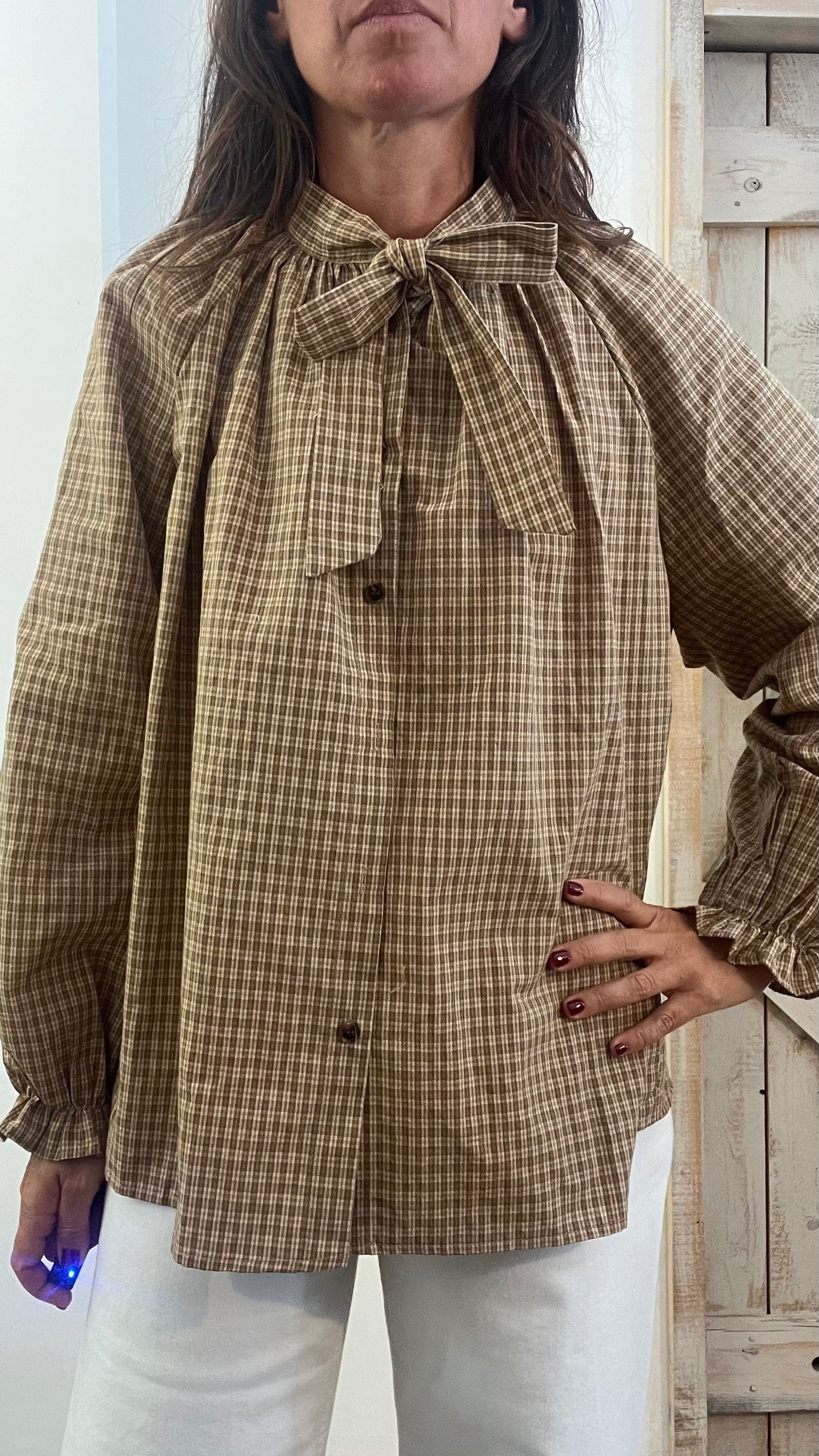 Camicia di cotone micro quadretti