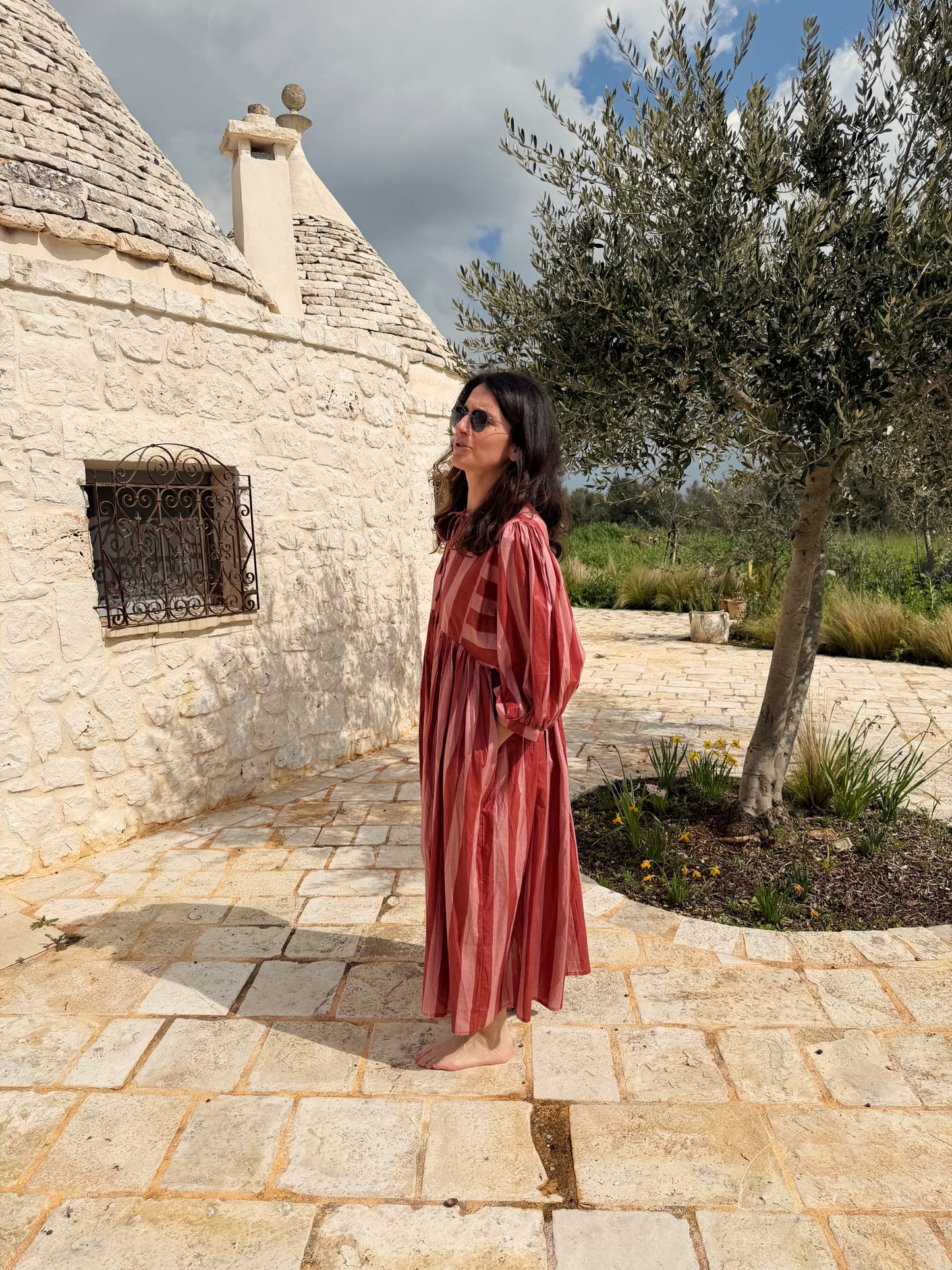 Abito di cotone a maxi righe