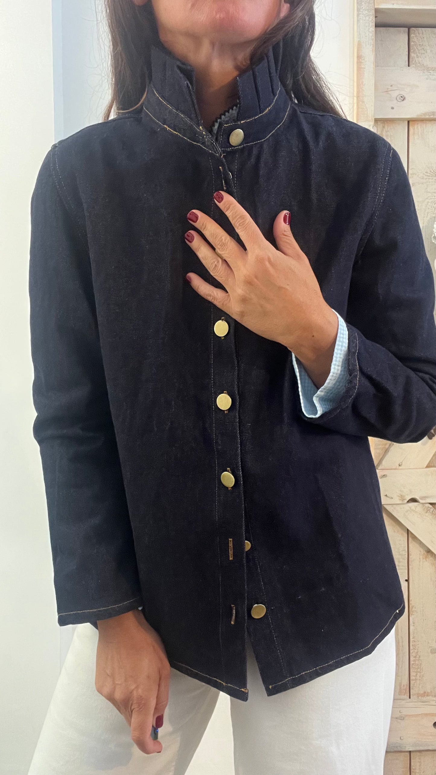 Giacca camicia in cotone denim