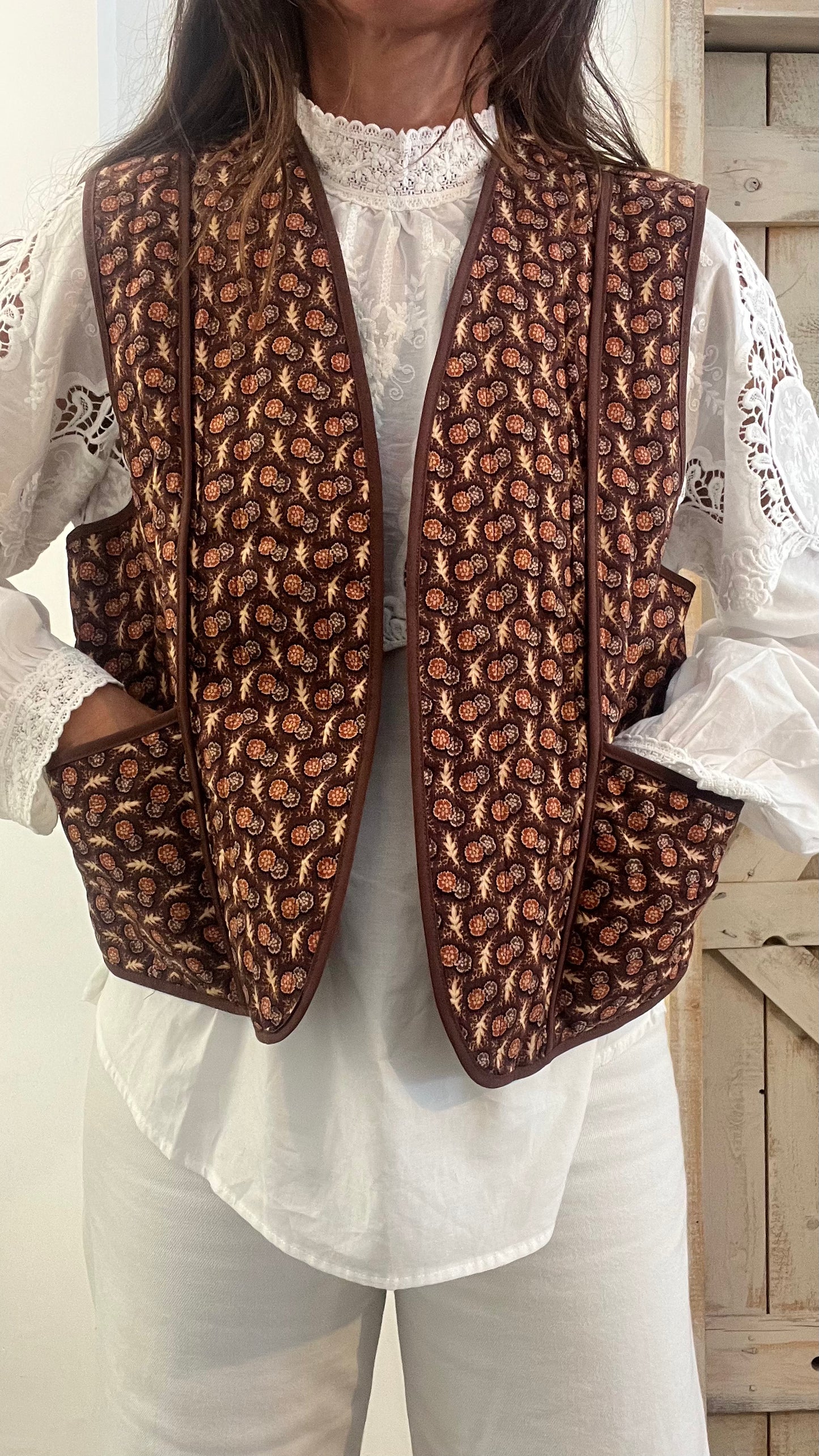 Gilet di cotone con micro stampa