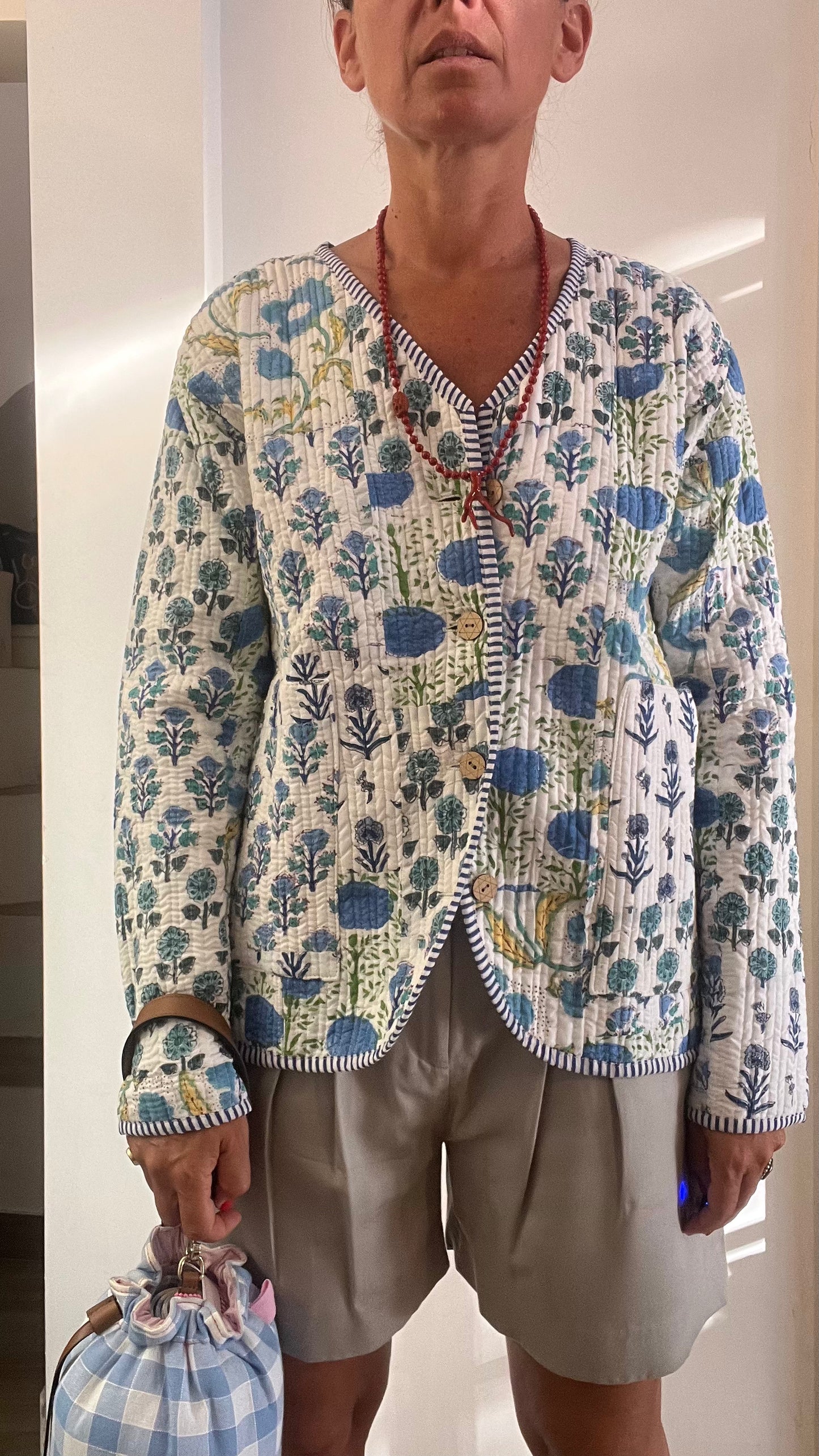 Giacchina di cotone stampato a mano patchwork