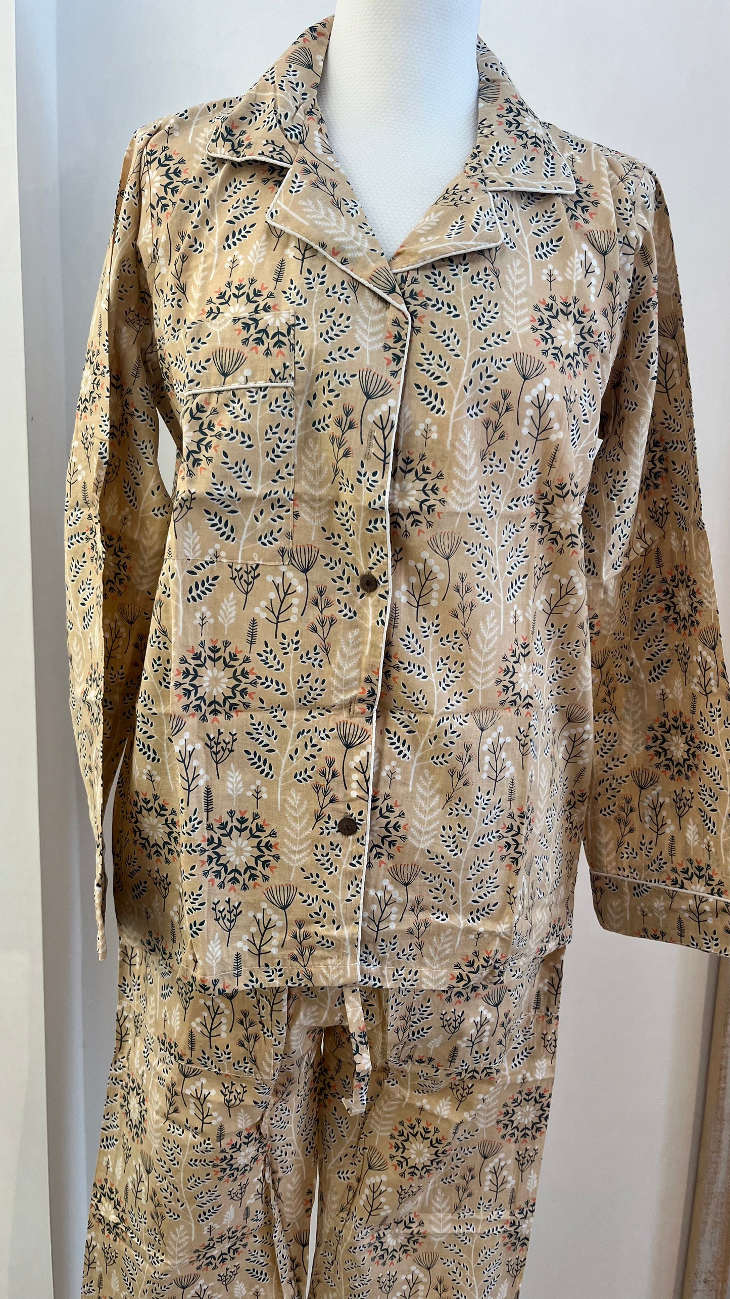 Hand-printed cotton pajamas