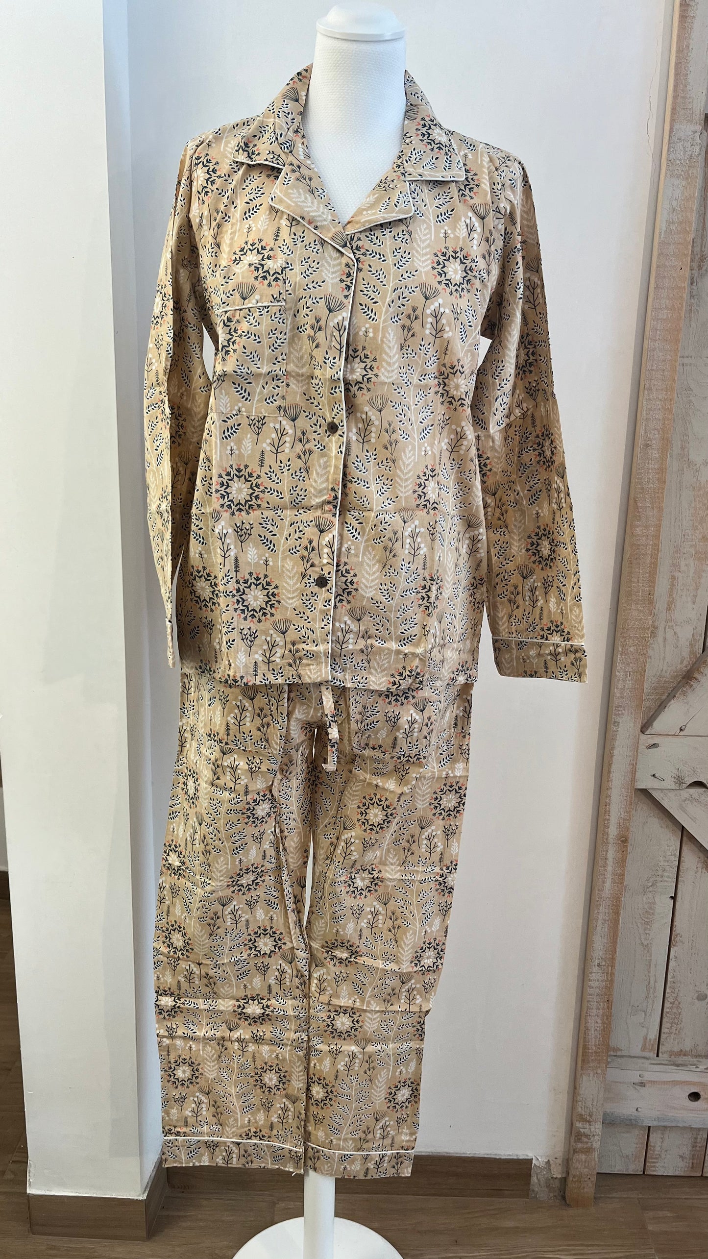 Hand-printed cotton pajamas