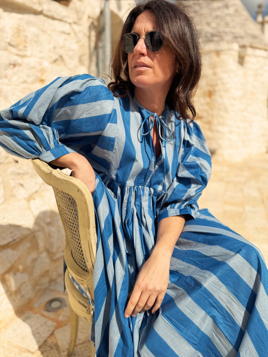 Abito di cotone a maxi righe