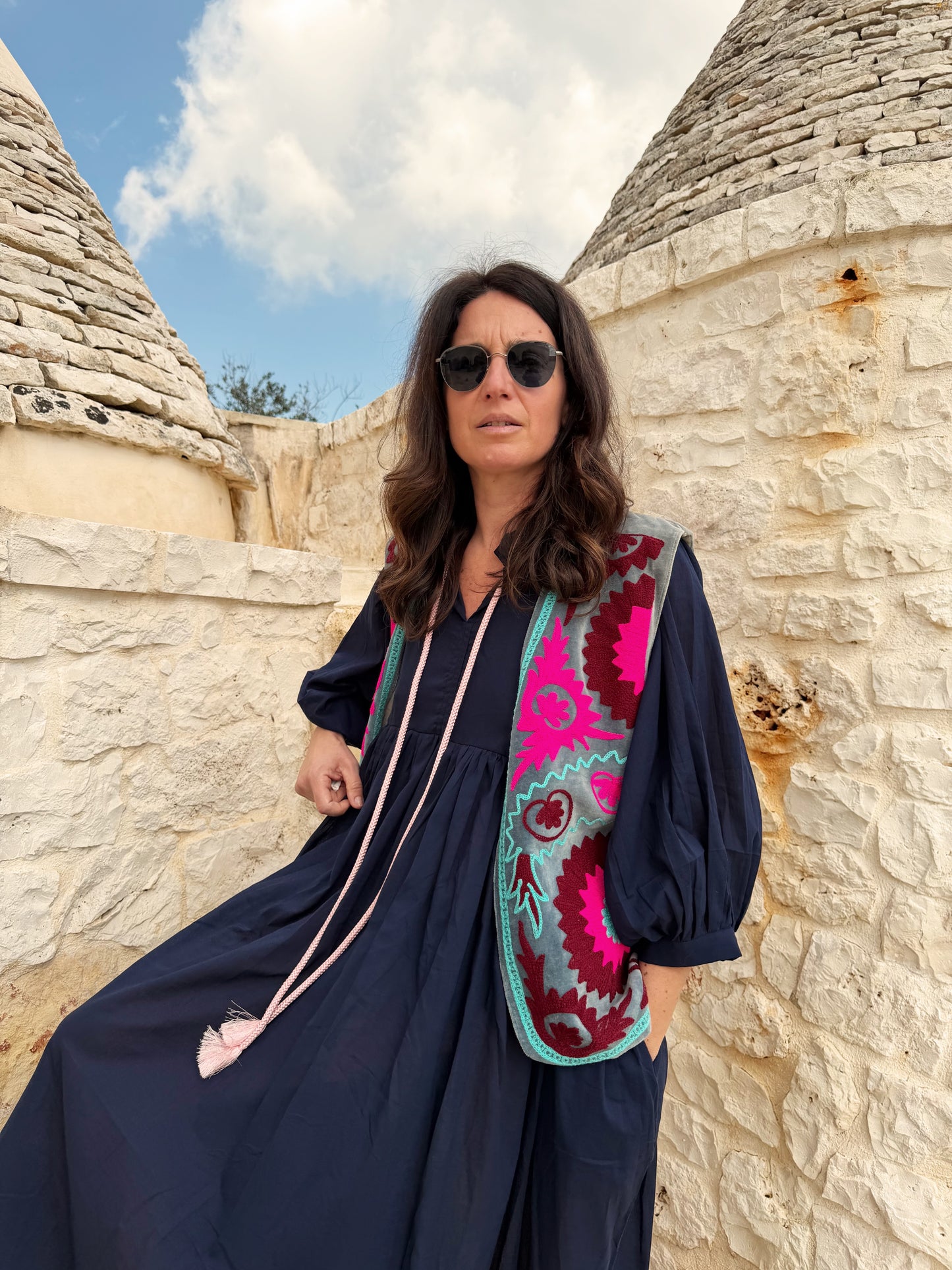 Abito di cotone tinta unita