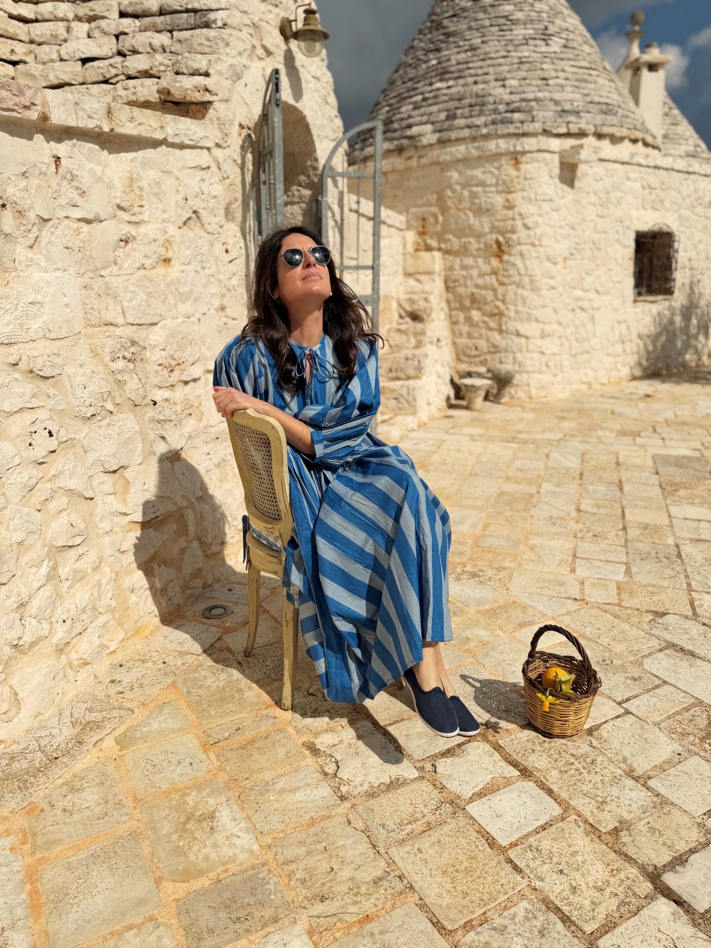 Abito di cotone a maxi righe
